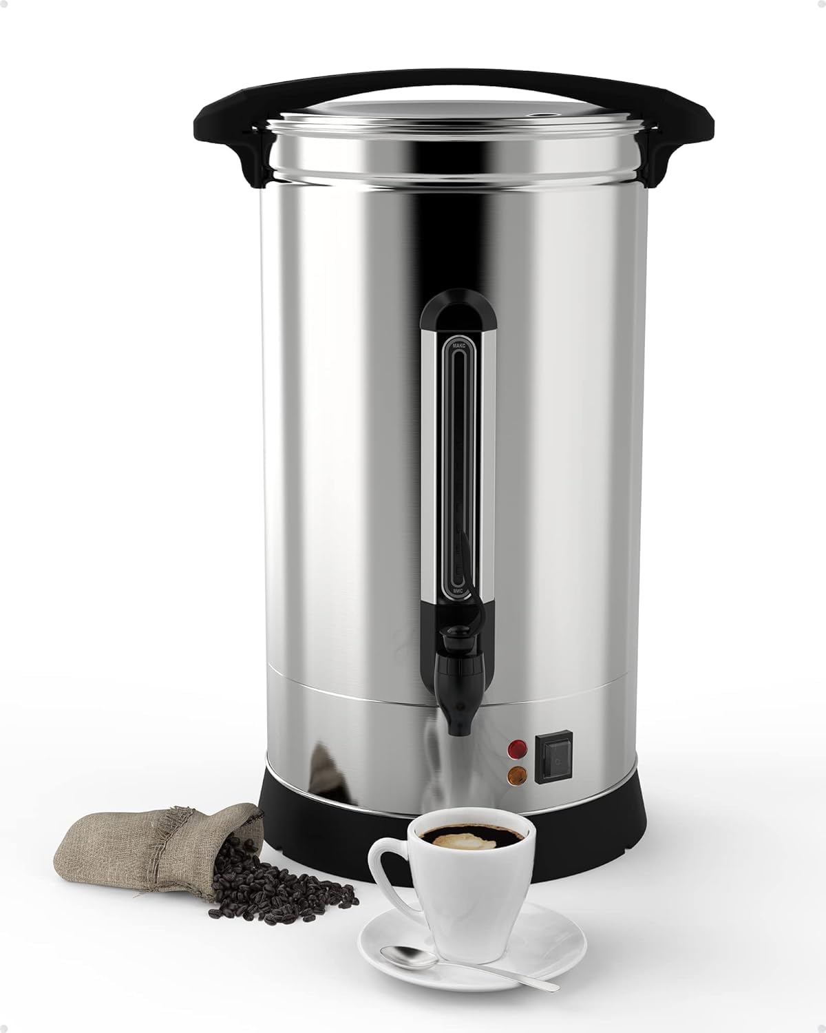 16L/4.2 Gallon Commercial Coffee Urn - 110 Cups Stainless Steel Hot Water Dispenser for Buffet, Catering, Wedding & Events - Large Capacity Double Wall Insulated Coffee Maker for Restaurants, Offices & Parties