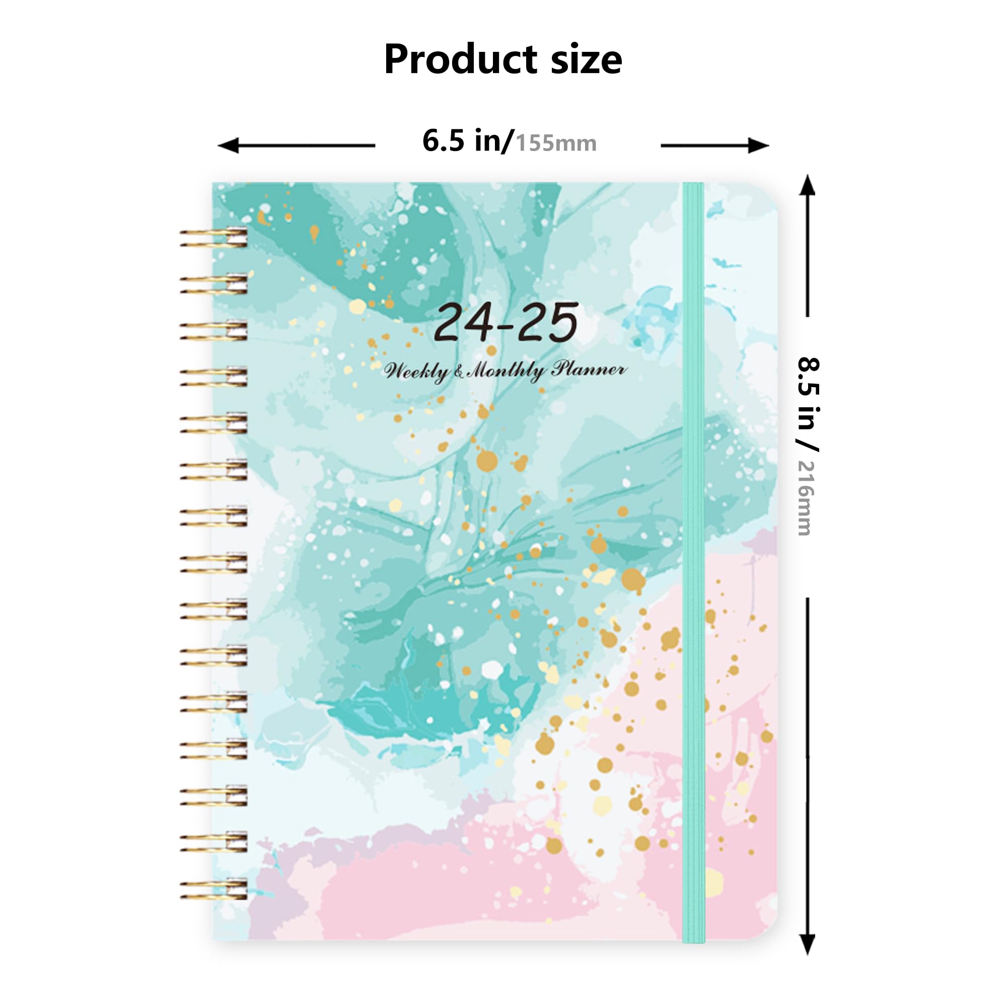 2024-2025 Planner Organizer - A5 Spiral Bound Hardcover Calendar (6.5
