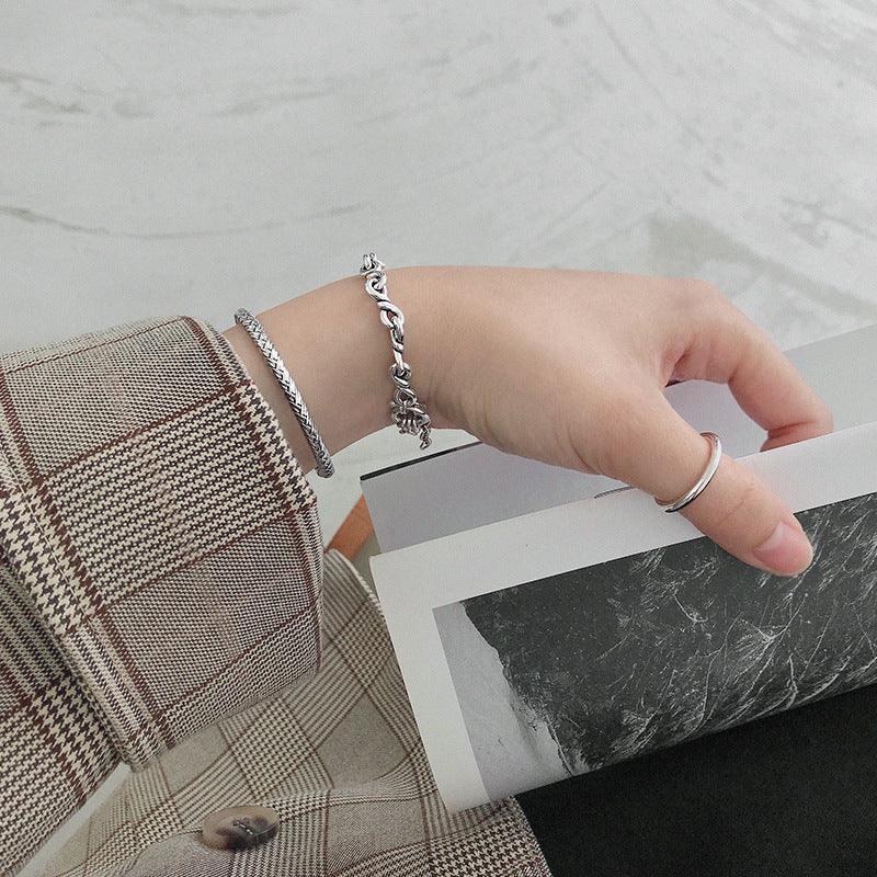 Custom Vintage Women's Sterling Silver Bracelet - Elegant Adjustable Charm Bangle for Everyday Wear & Special Occasions
