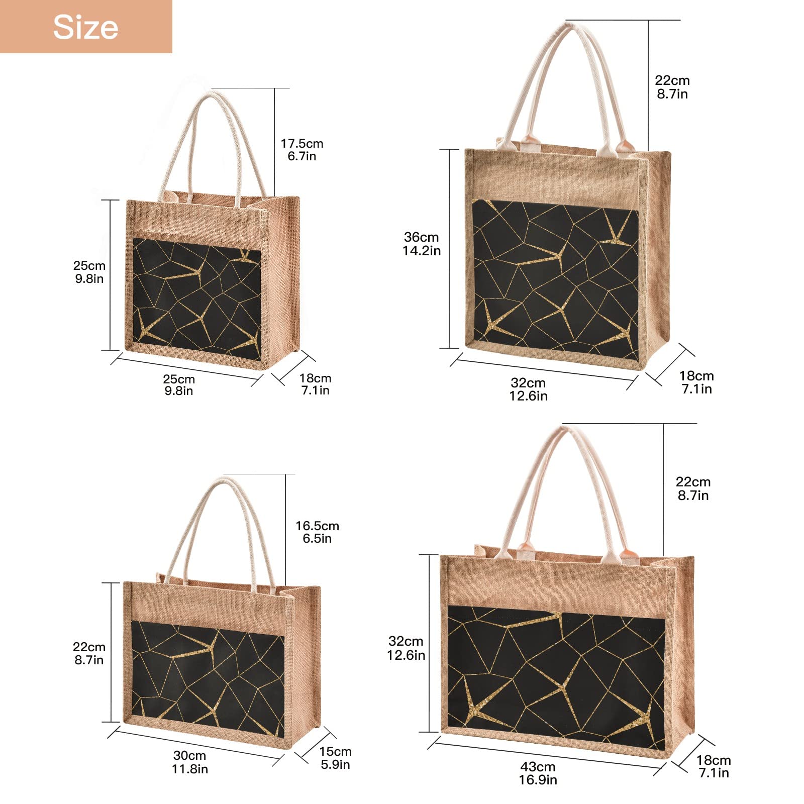 Premium Golden Mesh Jute Tote Bag - Waterproof Reusable Grocery Shopping Bag for Women, Eco-Friendly Beach Tote & Travel Carryall - Perfect for Farmers Market, Grocery Hauling & Beach Outings