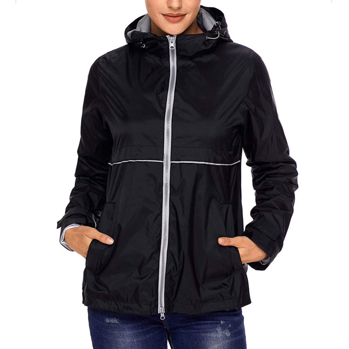 FAXIKIO Women's Waterproof Rain Jacket - Lightweight Hooded Windbreaker for Outdoor Activities, Hiking & Travel | All-Weather Protection