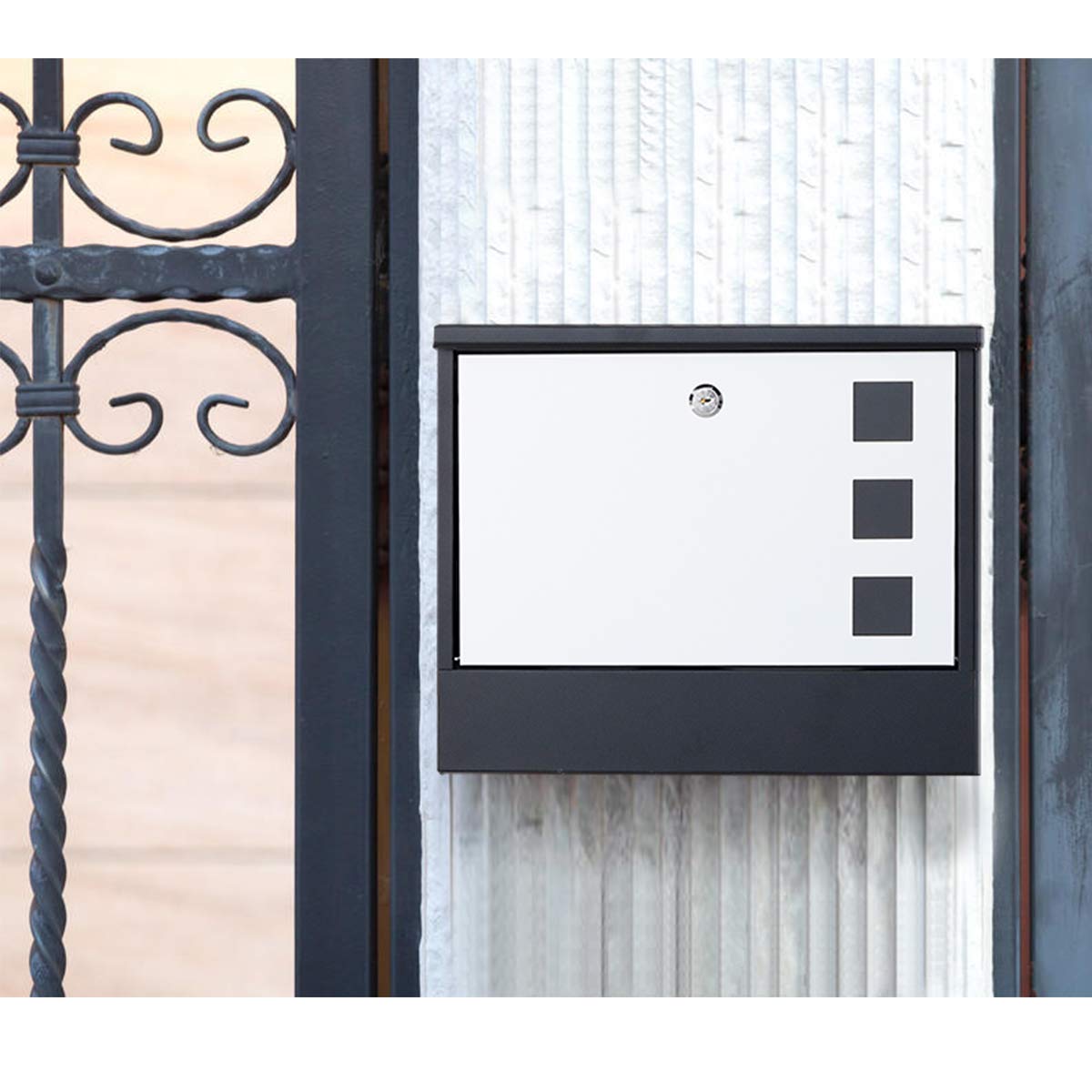 **Secure Wall Mounted Locking Mailbox with Key & Newspaper Compartment – Large Capacity 14.3 x 3.8 x 11.8 Inch, White (SM-HPB911WN) – Ideal for Home, Apartment & Office Mail Security**