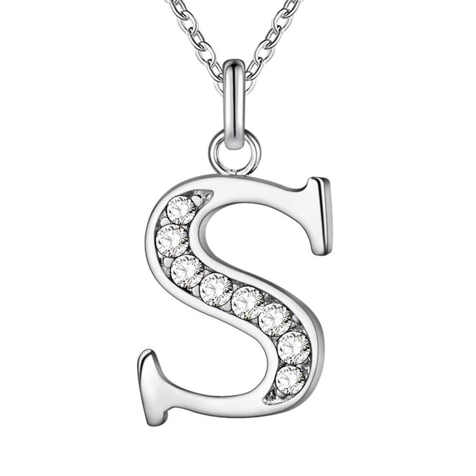 Personalized Initial Necklace for Women & Girls - Elegant Letter Pendant with Zirconia, Alloy Jewelry, Diamond Choker Necklace (Size S) - Perfect for Gifts, Anniversaries, Birthdays & Everyday Wear