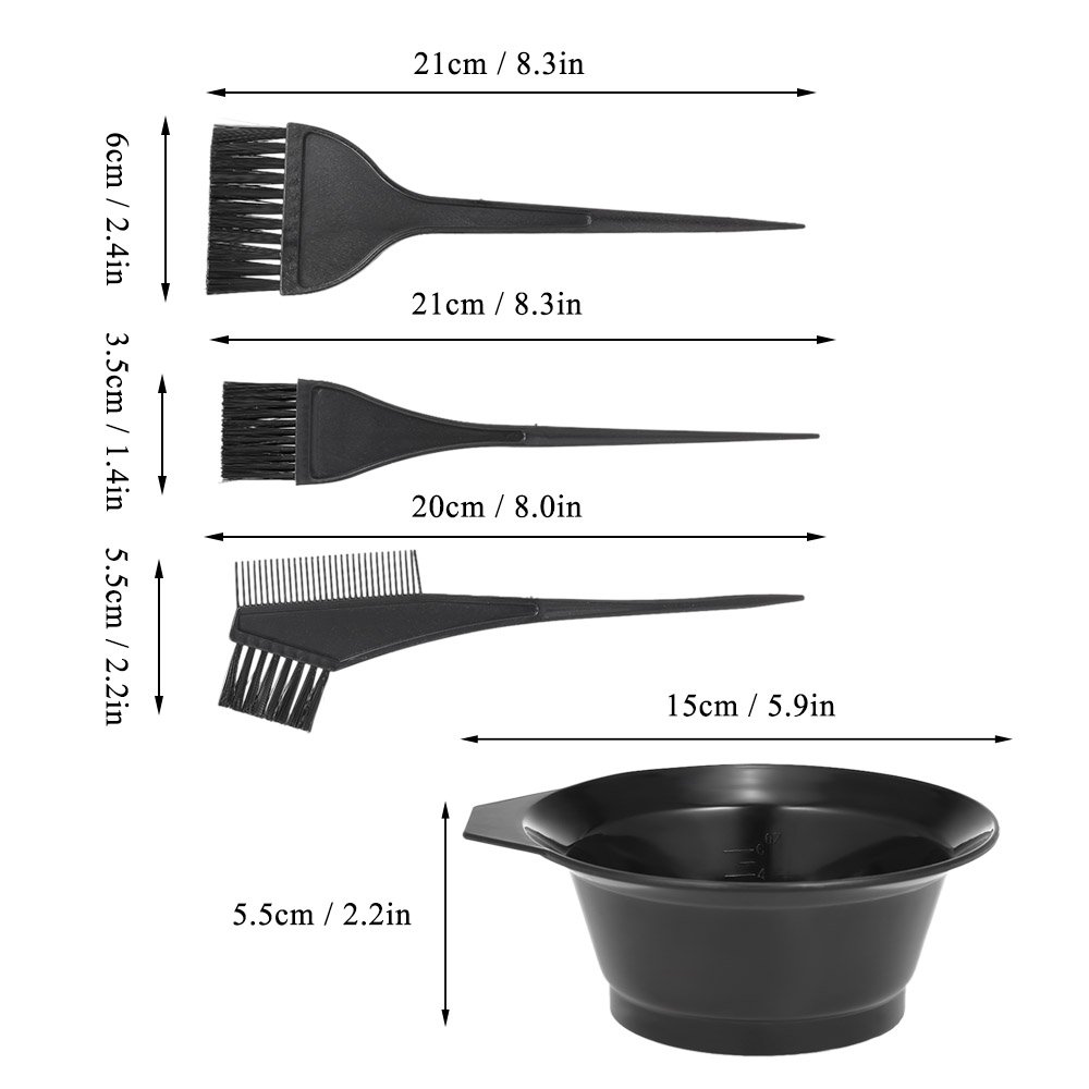 EXCLUZO 4-Piece Hair Coloring Kit with Dye Bowl, Brush & Double-Sided Comb - Professional Hair Dyeing Tools for Salon & Home Use - Perfect for DIY Hair Coloring, Highlights & Root Touch-Ups