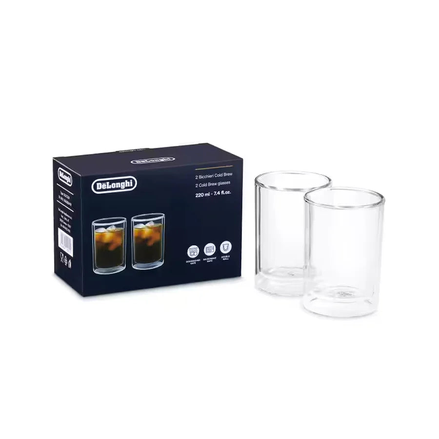 De'Longhi 7.4oz Double Wall Insulated Cold Brew Coffee Glasses Set of 2 - Perfect for Iced Coffee, Tea & Smoothies at Home or Office #DLSC324