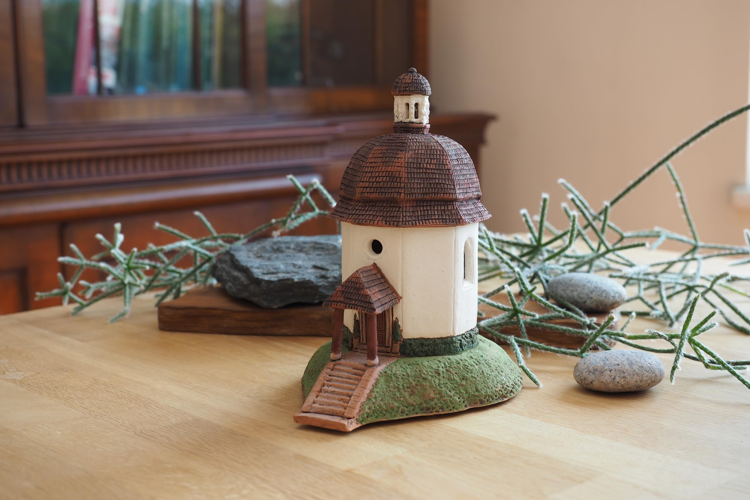 Handcrafted Ceramic Tealight Candle Holder - Miniature Light House Silent Night Chapel Decor from Oberndorf bei Salzburg, Austria | Perfect for Christmas Decorations, Home Decor, and Gift Giving (B264N)