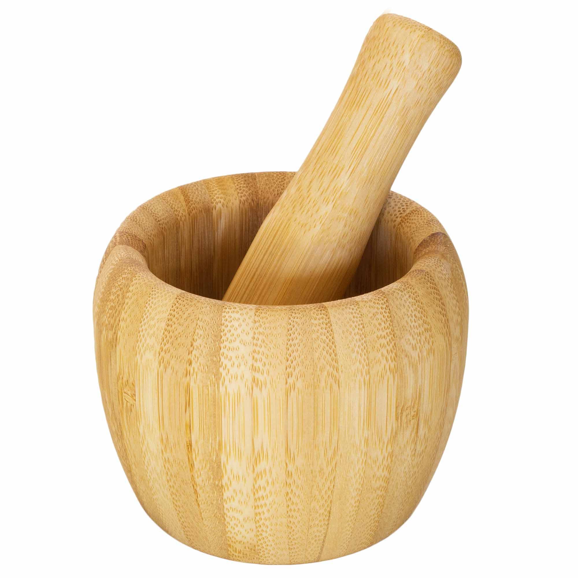 Premium Bamboo Mortar and Pestle Set - Natural Eco-Friendly Spice Grinder & Herb Crusher for Cooking, Ayurveda, and Herbal Remedies - Perfect for Grinding Spices, Crushing Garlic, and Making Fresh Guacamole