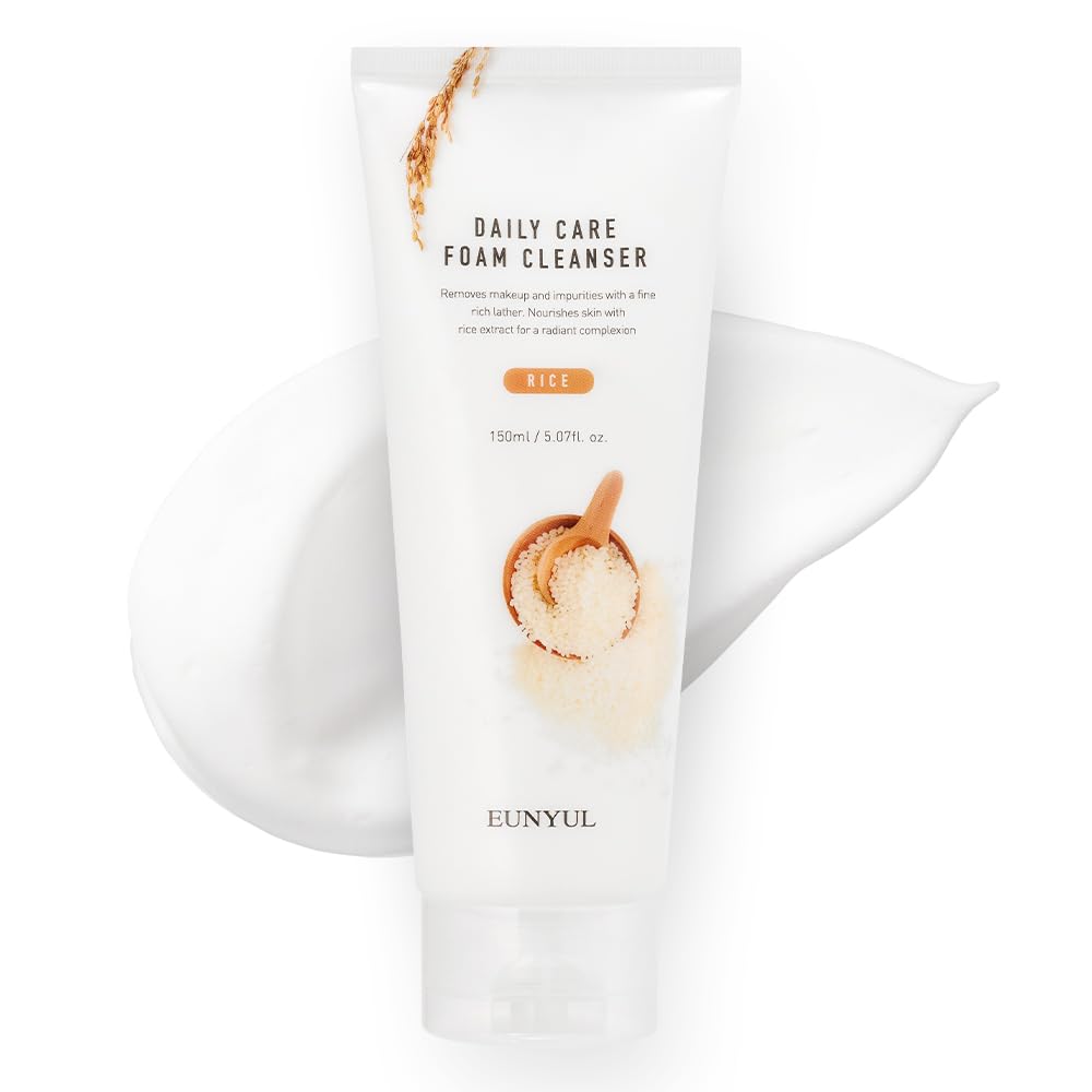 EUNYUL Rice Cleansing Foam 150ml - Korean Skincare for Deep Cleansing & Daily Face Wash - Gentle Mousse Cleanser for Acne-Prone & Sensitive Skin - Perfect for Morning & Night Skincare Routine