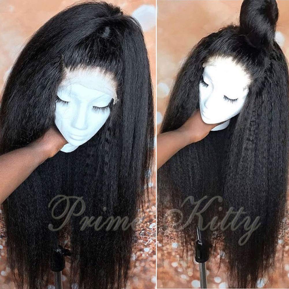 360 Lace Frontal Wig 9A Brazilian Human Hair - Pre Plucked Kinky Straight Glueless Wig for Black Women | Small Cap | 12