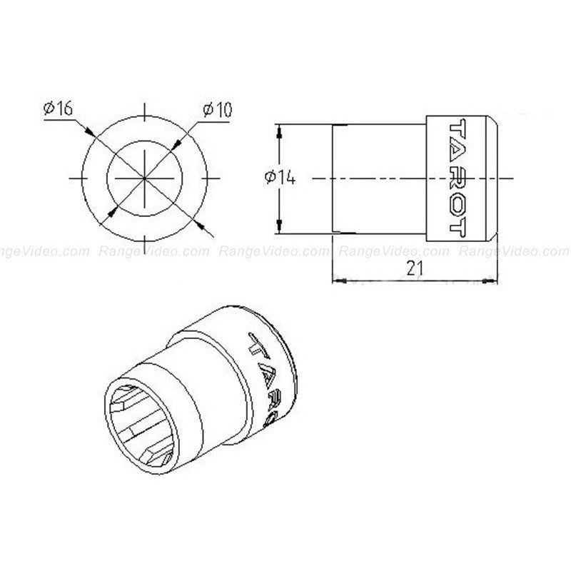 Carbon Tube Adapter Set - 14mm to 10mm Conversion Kit for Tarot Drones | Perfect for DIY Drone Parts & RC Model Building