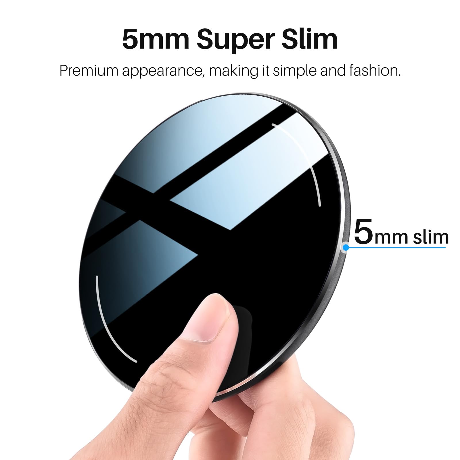 TOZO 2024 Upgraded 15W Max Fast Wireless Charger Pad - Compatible with iPhone 16/16 Plus/16 Pro Max/15/14/13/SE/12 & Samsung Galaxy S24/S23/S22 Series - Qi-Certified Charging Station for Home, Office & Car (Dark Gray, No AC Adapter Included)