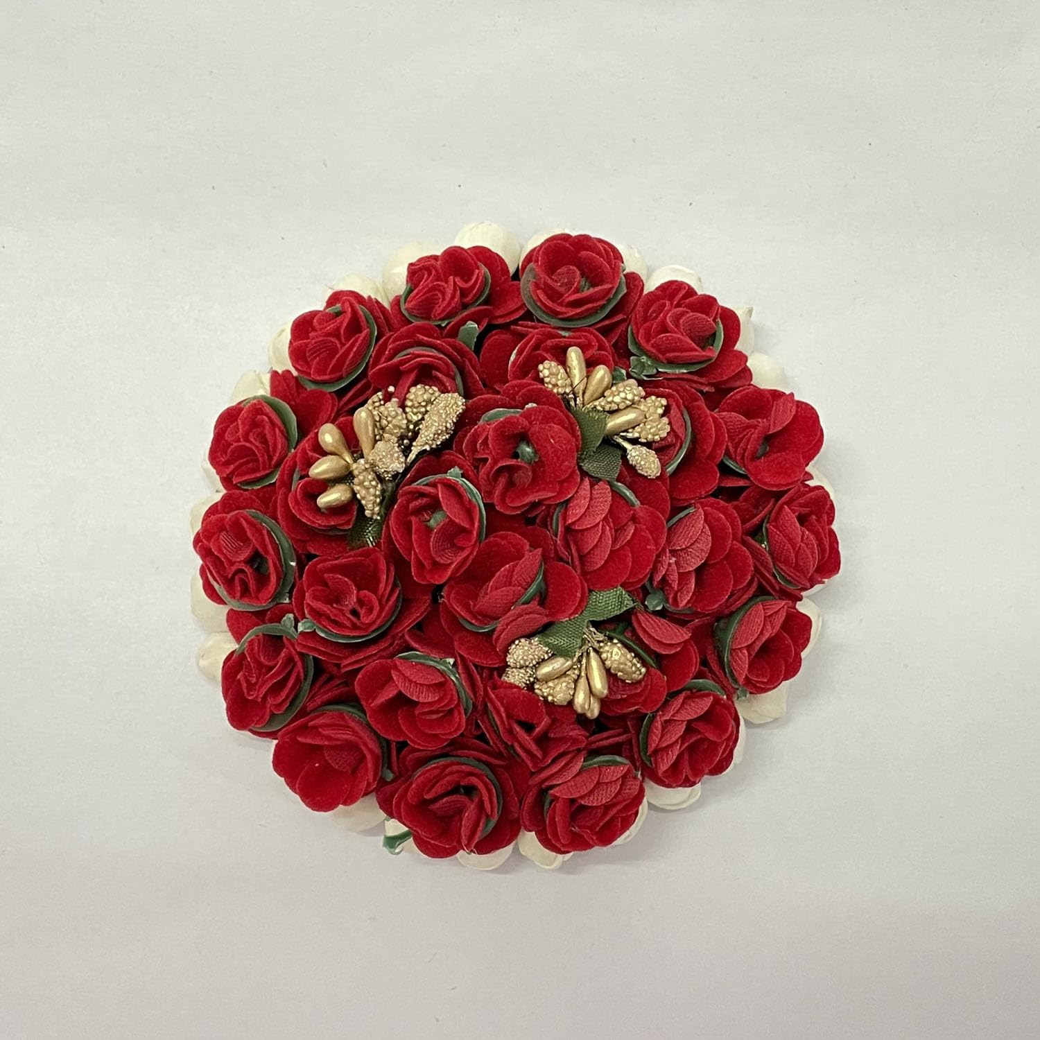GuruEmbelish Bridal Bun Juda Gajra Maker - White & Red Flower Hair Accessories for Women & Girls | Perfect for Weddings, Parties & Festive Occasions