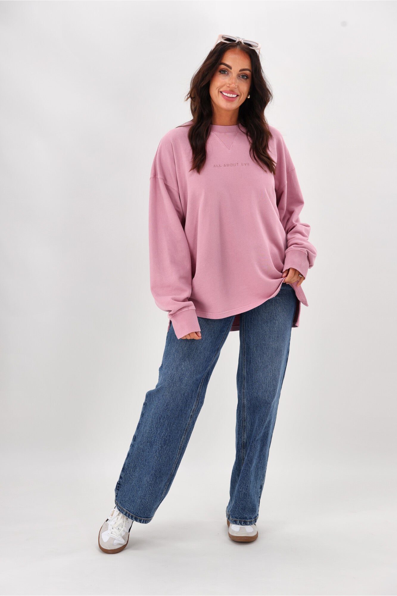All About Eve AAE Washed Relaxed Crew Neck Sweatshirt - Quartz Pink | Casual Loungewear & Everyday Comfort