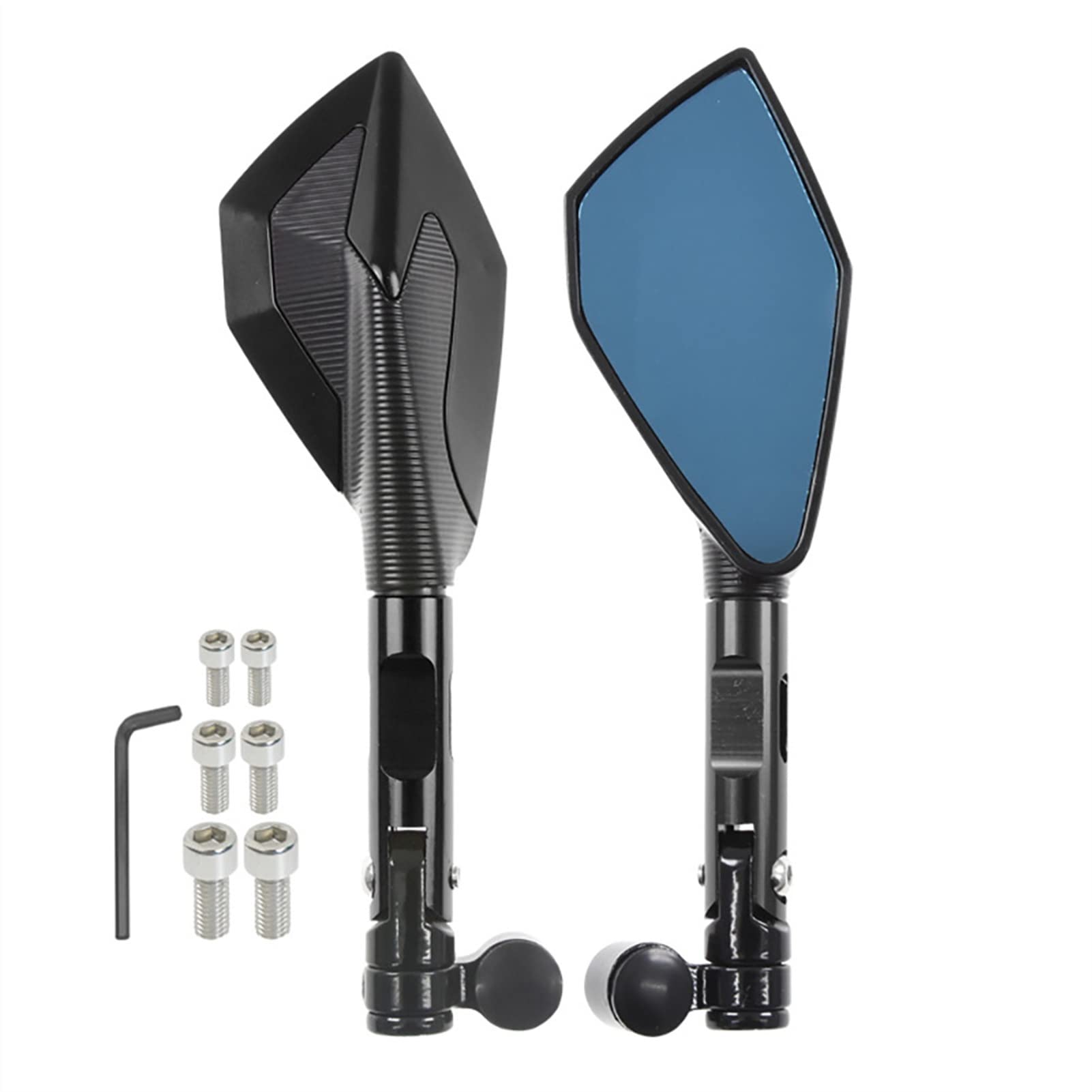 10mm CNC Motorcycle Side Mirrors - Cafe Racer Rearview Mirrors with Blue Glass for Suzuki DR200/250/350/400/650, DRZ400 - Perfect for Urban Commuting & Adventure Riding