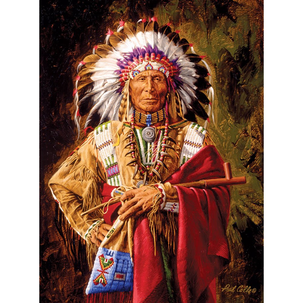 1000 Piece Jigsaw Puzzle for Adults - Chief of The Rosebud Native American Art by Paul Calle | 20x27 Inch Finished Size | Challenging Puzzle for Family Game Night & Home Decor