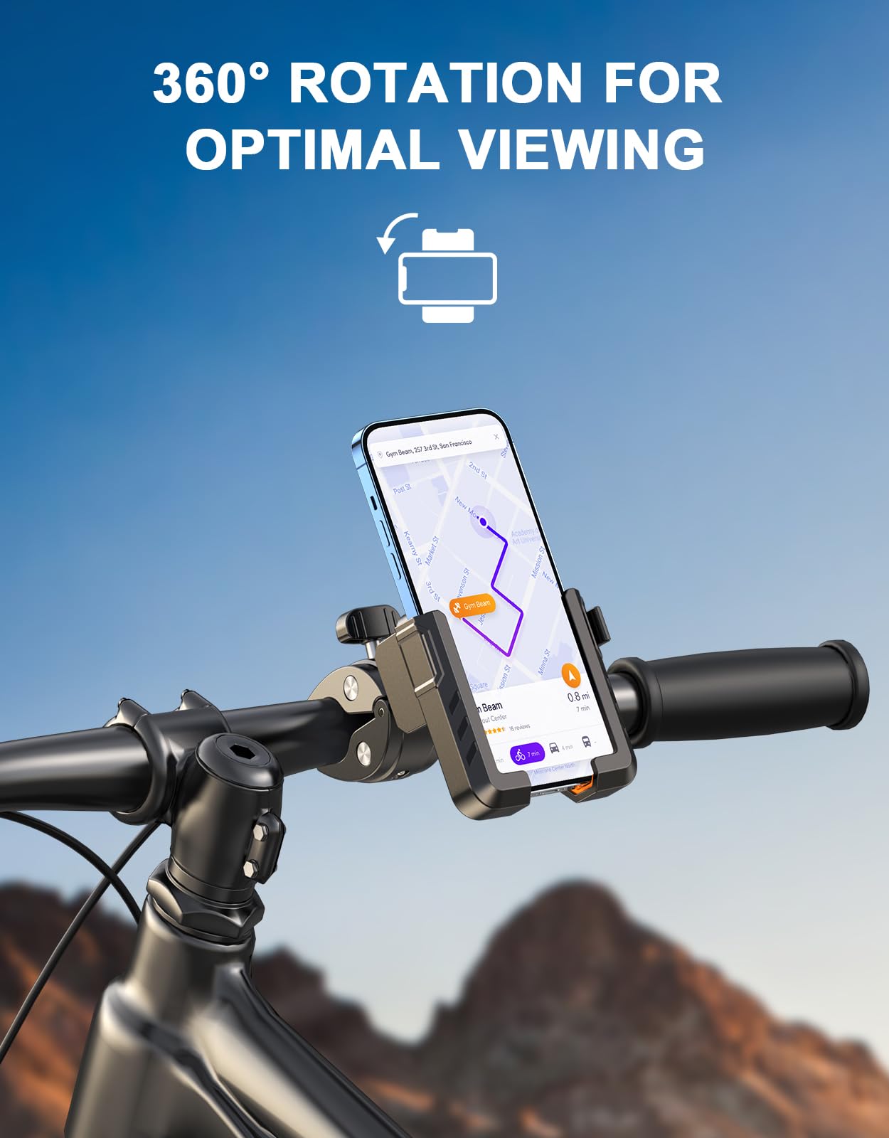 TEUMI Bike Phone Mount - Universal Motorcycle & Bicycle Handlebar Phone Holder for iPhone 16 Pro Max, Samsung S24 Ultra (4.7”-7” Phones) | Camera-Friendly Design | Super Sturdy Scooter Phone Clip | Perfect for Cycling, Commuting & Outdoor Adventures
