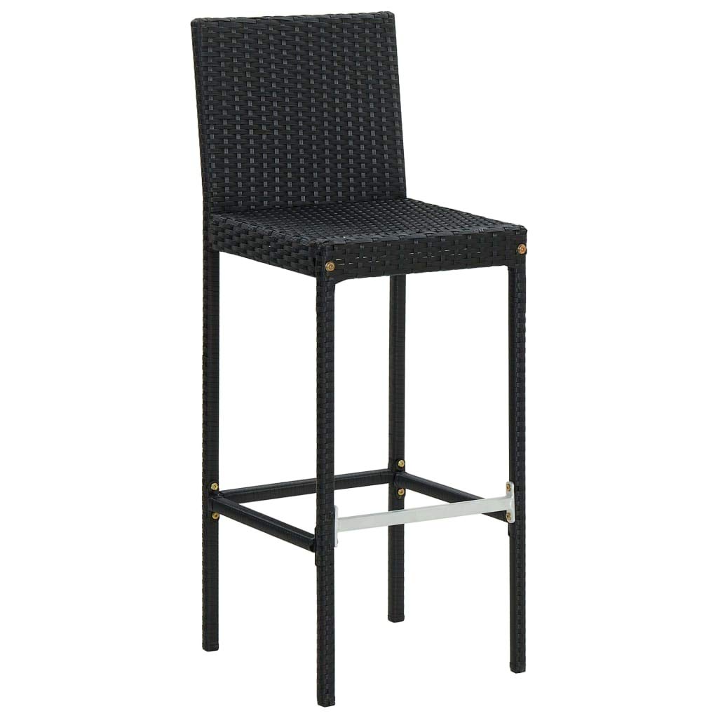 vidaXL Bar Stools with Cushions - Black Poly Rattan Counter Height Stools for Kitchen Island, Breakfast Bar & Outdoor Patio Seating - Durable & Comfortable Dining Chairs for Home, Restaurant or Cafe