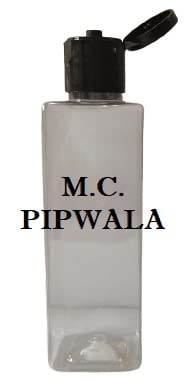 M.C. PIPWALA 100ml Empty PET Clear Square Black Flip Top Plastic Bottles - 12 Pack | Leakproof Cosmetic Travel Containers & Squeeze Bottles for Essential Oils, Lotions, Shampoo, DIY Beauty Products