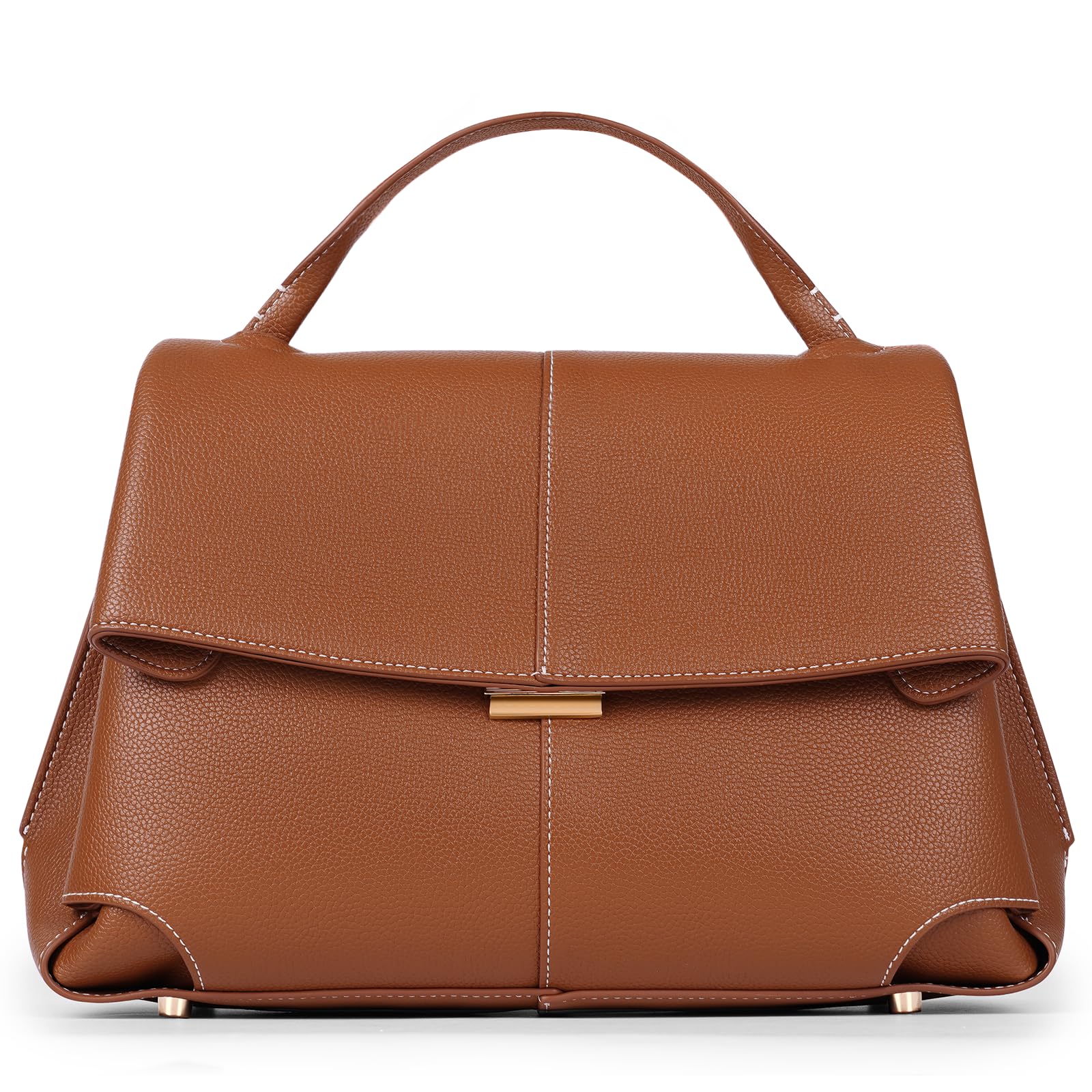Luxury Faux Leather Top Handle Satchel Bag for Women - Large Designer Handbag with Crossbody Strap, Perfect for Work, Business & Everyday Use