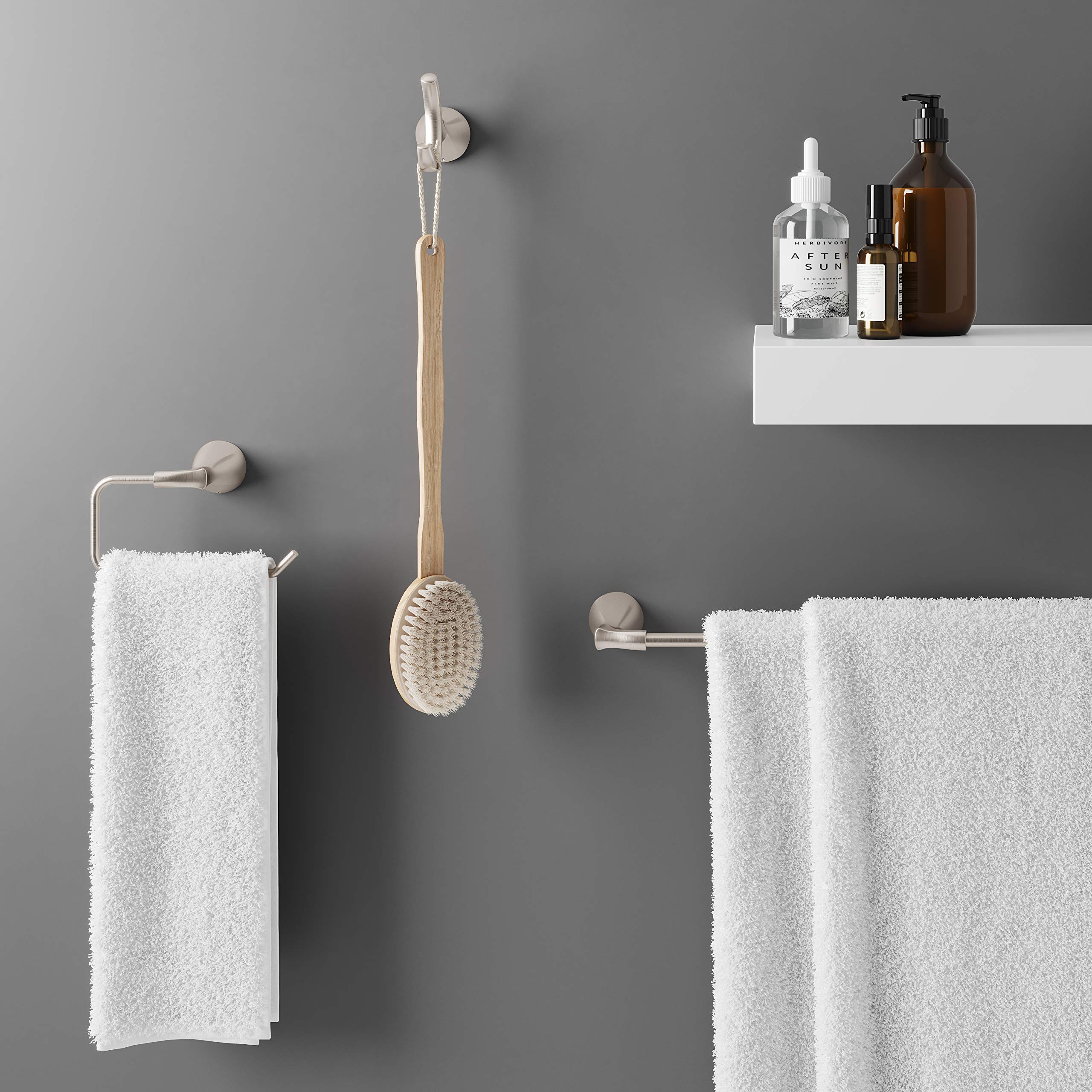 Pfister Willa Brushed Nickel Towel Ring - Wall Mounted Bathroom Hand Towel Holder with Screw-In Installation - Perfect for Powder Rooms, Guest Baths & Spa-Style Decor