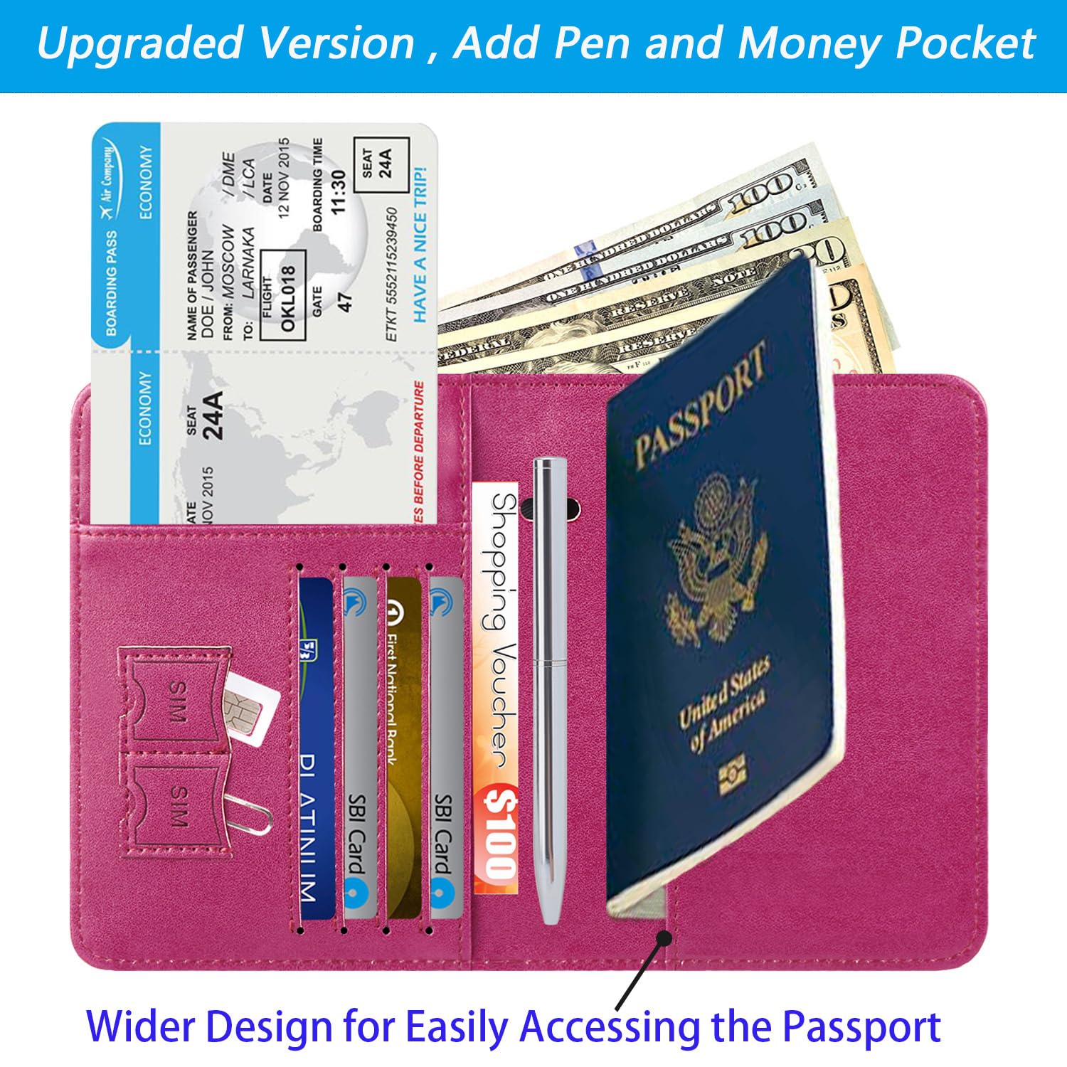 Premium RFID Blocking Leather Passport Holder & Travel Wallet - Secure Card Case for Women & Men (Purple) | Perfect for International Travel, Business Trips & Daily Commute