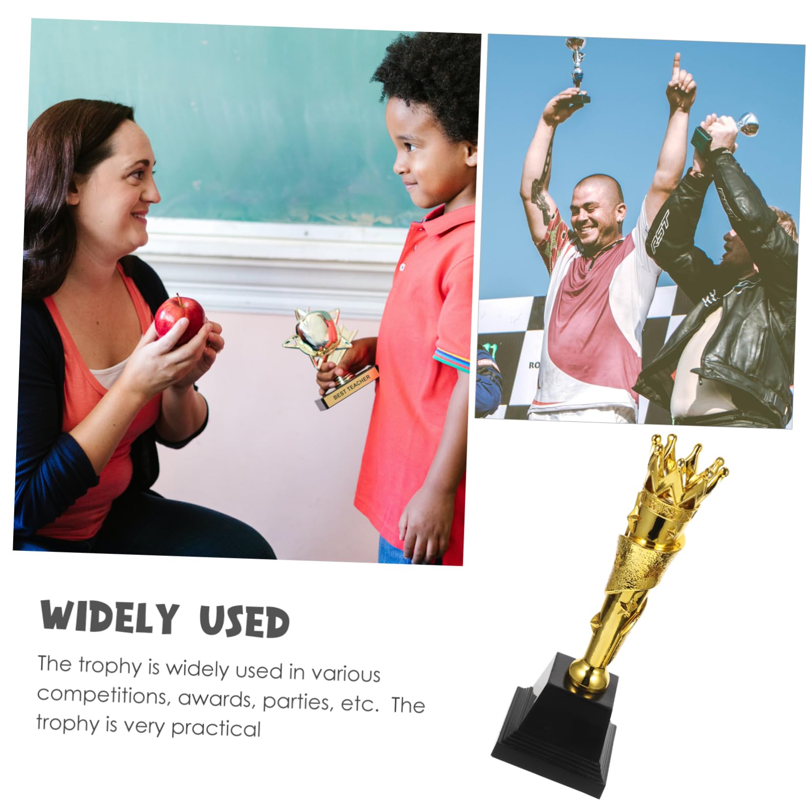 BESPORTBLE 2-Pack Golden ABS Plastic Children's Trophies - Award Medals for Kids Sports, School Achievements & Competition Prizes