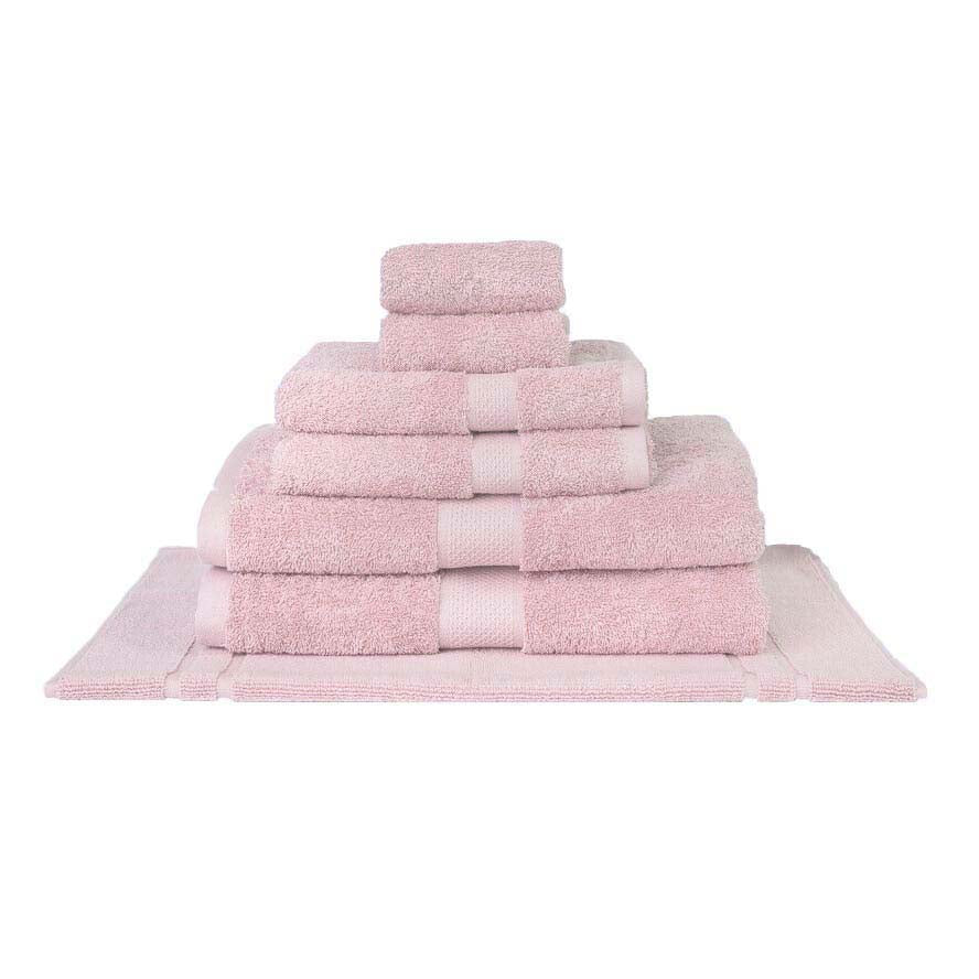 Premium 100% Combed Cotton Bath Towel Set - 7pc Soft & Absorbent Baby Pink Towels for Spa, Nursery, or Luxury Bathroom Decor