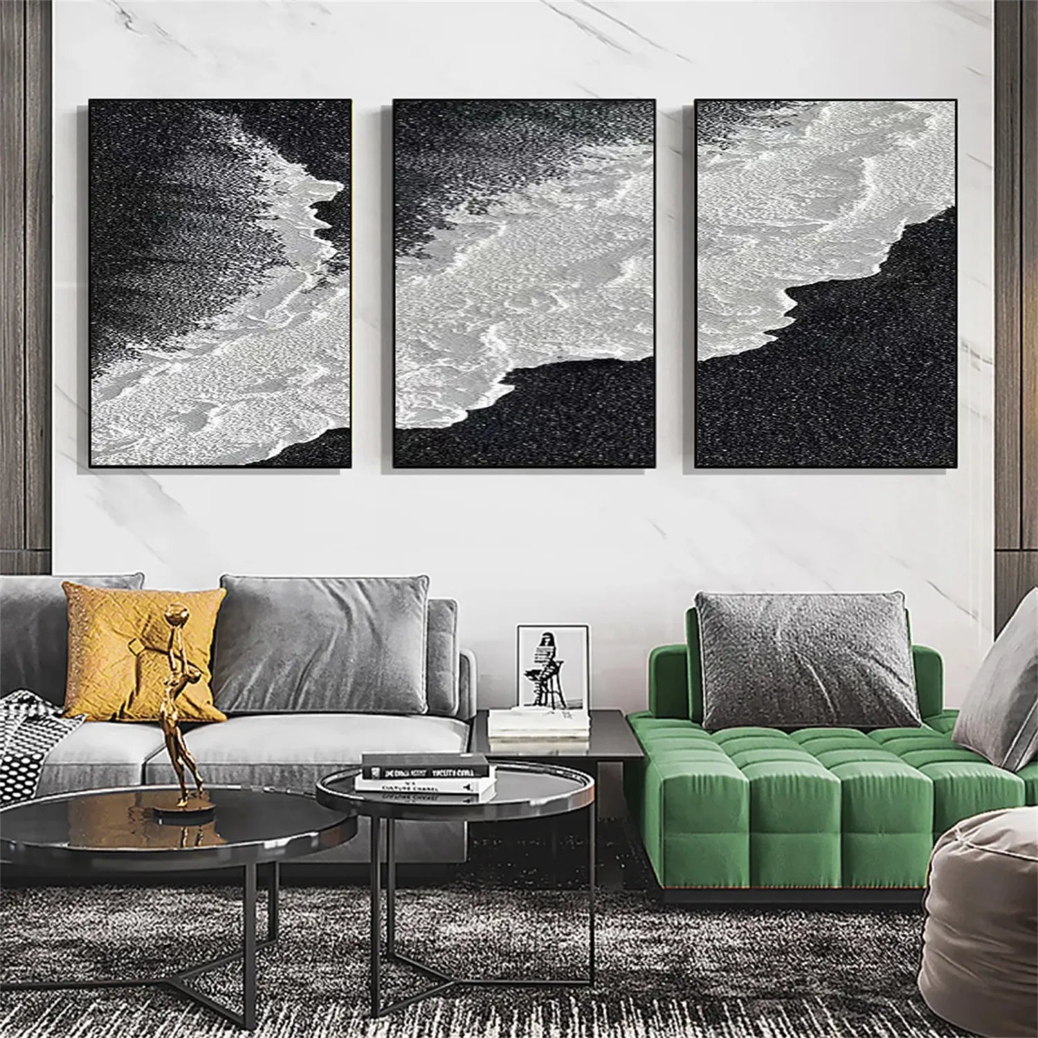 Ocean and Sky Wall Art - Set of 3 Canvas Paintings (OS 211) for Living Room, Bedroom & Office Decor