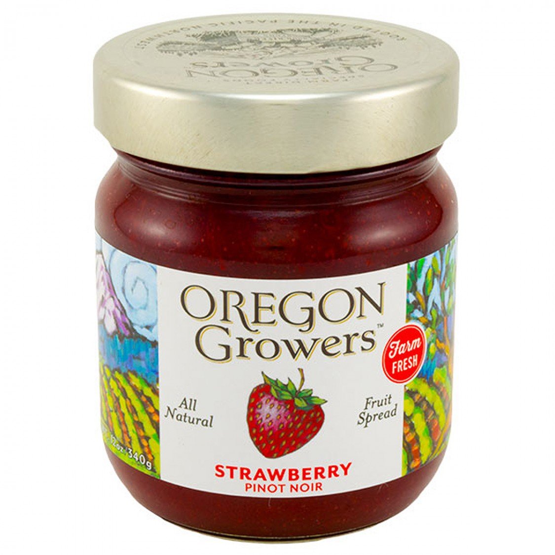 Oregon Growers & Shippers Strawberry Pinot Noir Fruit Spread 12 oz - Premium Artisan Jam, Gluten-Free & Non-GMO - Perfect for Toast, Pancakes, Cheese Boards & Gift Giving