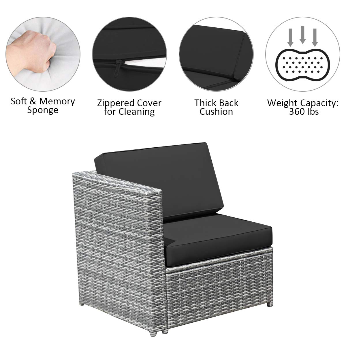 8-Piece Outdoor Patio Furniture Set - Rattan Wicker Sectional Sofa with Coffee Table, Cushions & Storage Box for Garden, Backyard, Poolside | Durable All-Weather Conversation Set for Relaxing & Entertaining