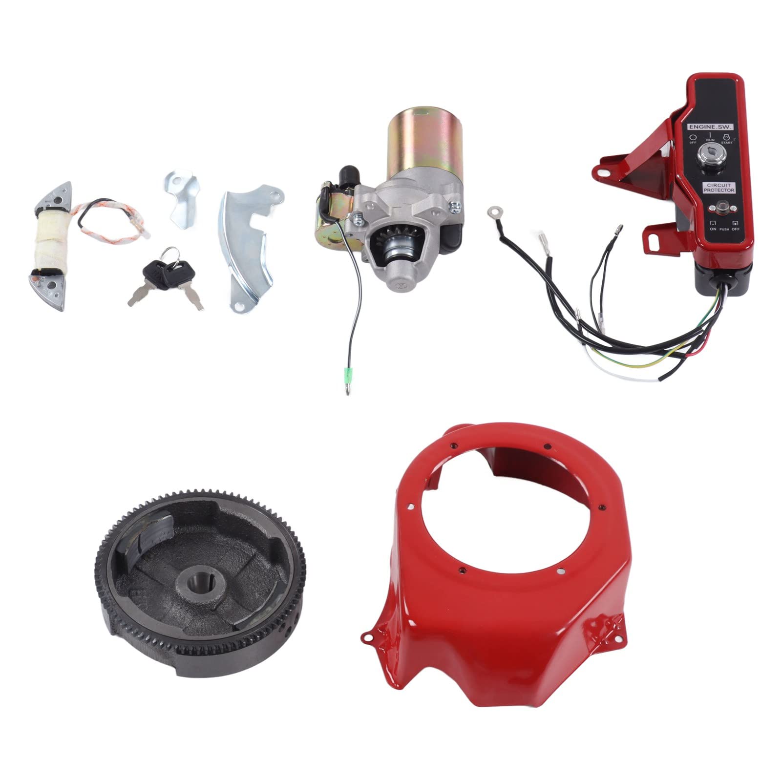 Gasoline Starter Kit - Flywheel Start Motor Electric Start Build Kit with Large Cover & Pure Copper Coil for Gasoline Generators & Trowels | Perfect for Construction, Emergency Power & Outdoor Projects
