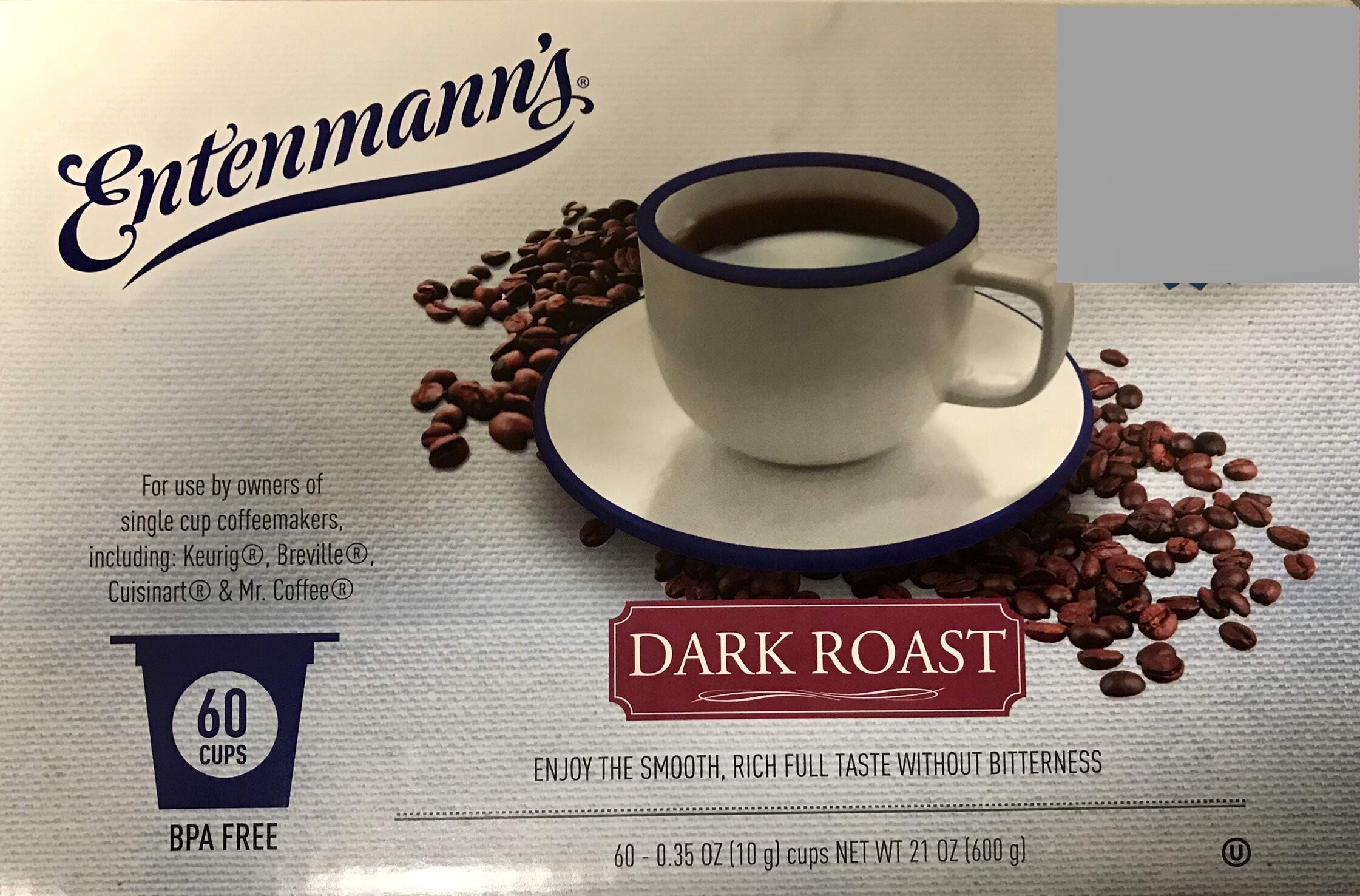 Entenmann's Dark Roast Single Serve Coffee Pods - 60 Count (K-Cup Compatible) - Bold & Rich Flavor for Keurig Brewers - Perfect for Home, Office or Travel