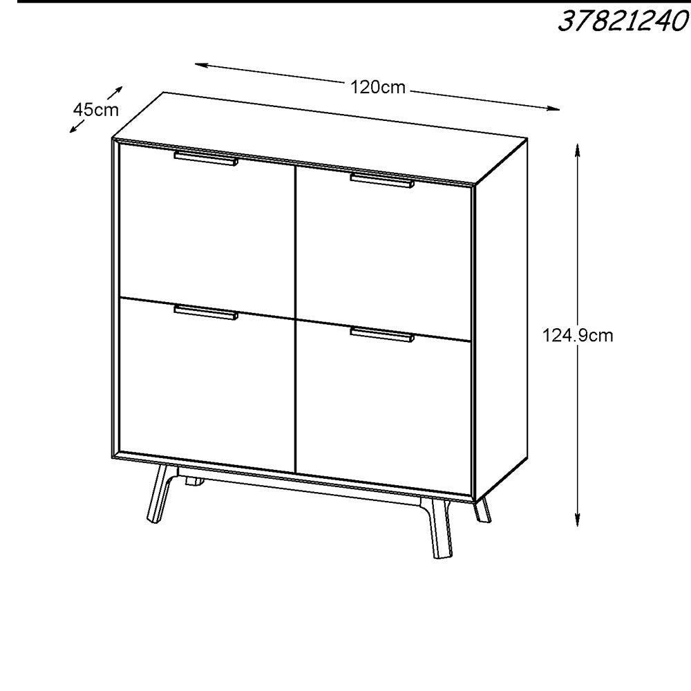 CAPRI Tall Sideboard 1.2M Natural Wood Buffet Cabinet - Modern Storage for Dining Room, Living Room & Entryway