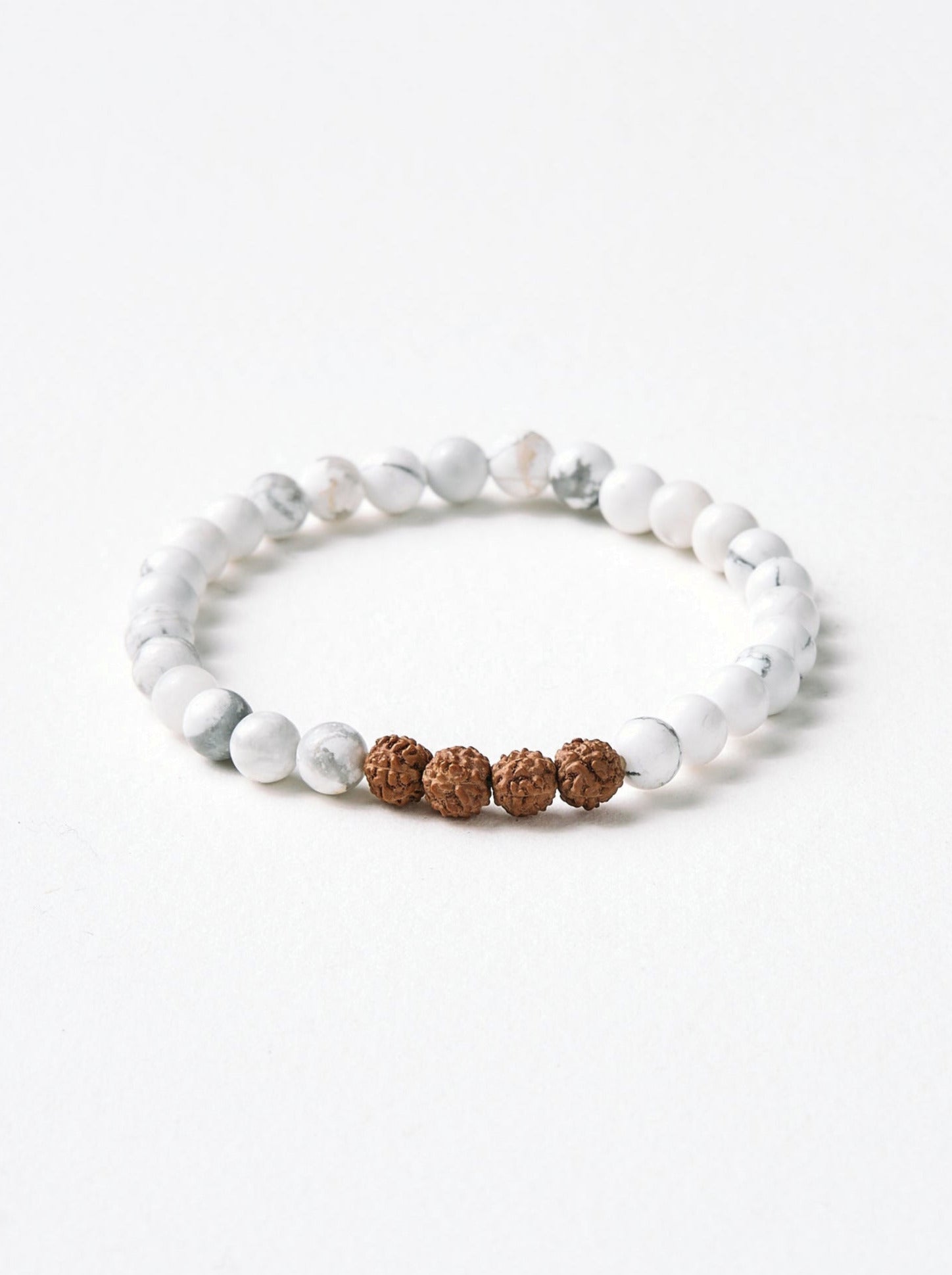 White Howlite Mala Bead Bracelet for Meditation, Yoga & Stress Relief - Buddhist Prayer Beads for Mindfulness & Spiritual Healing