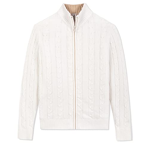 Boys Cable Knit Cardigan Sweater - 100% Cotton Full Zip Kids School Uniform Coat | Warm & Stylish for School, Church & Casual Outfits
