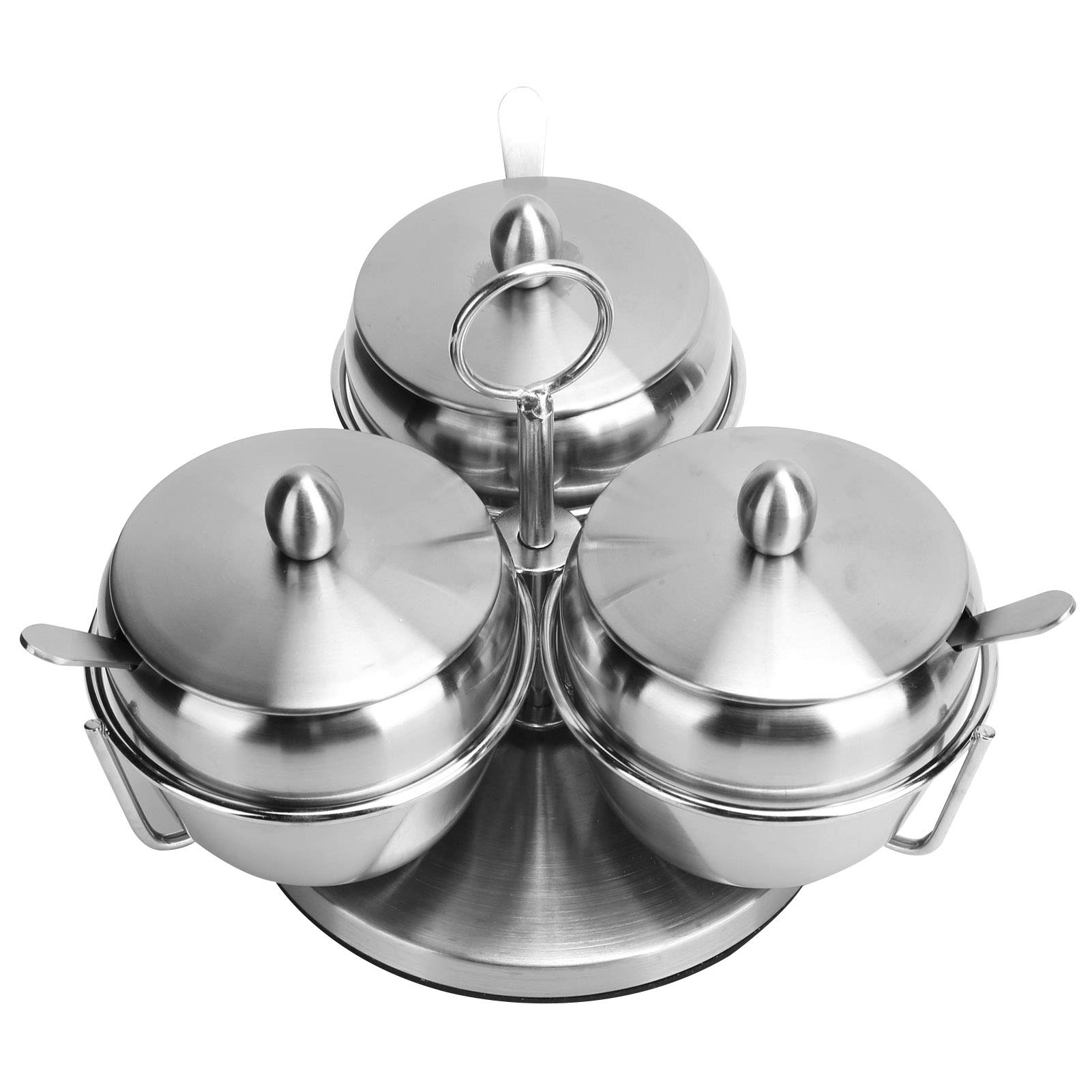 Stainless Steel Condiment Canisters - Creative 3-in-1 Rotating Spice Jar for Salt, Sugar & Coffee | Airtight Kitchen Storage Containers for Seasoning Organization | Perfect for Home Cooking, Baking & Coffee Stations