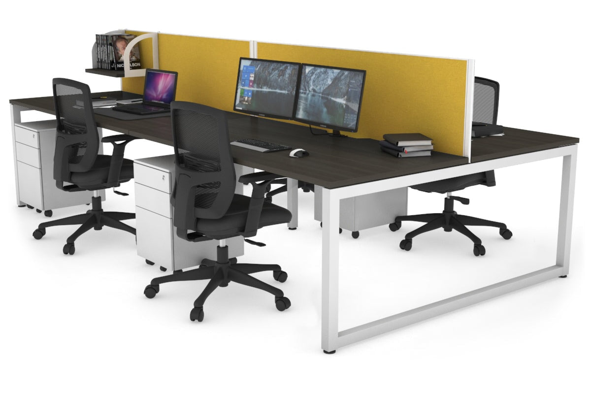Quadro Loop Legs 4-Person Office Workstation - 1400L x 800W with Cable Management Scallop - Perfect for Collaborative Workspaces & Open Office Environments