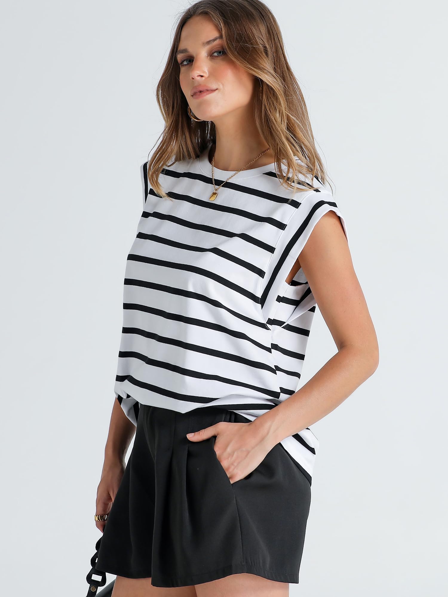 WIHOLL Women's Cap Sleeve Summer Tops - Basic Casual Loose Fit Tee Shirts & Fashion Tank Tops for 2025 | Perfect for Beach Outings, Weekend Wear and Summer Vacation Outfits