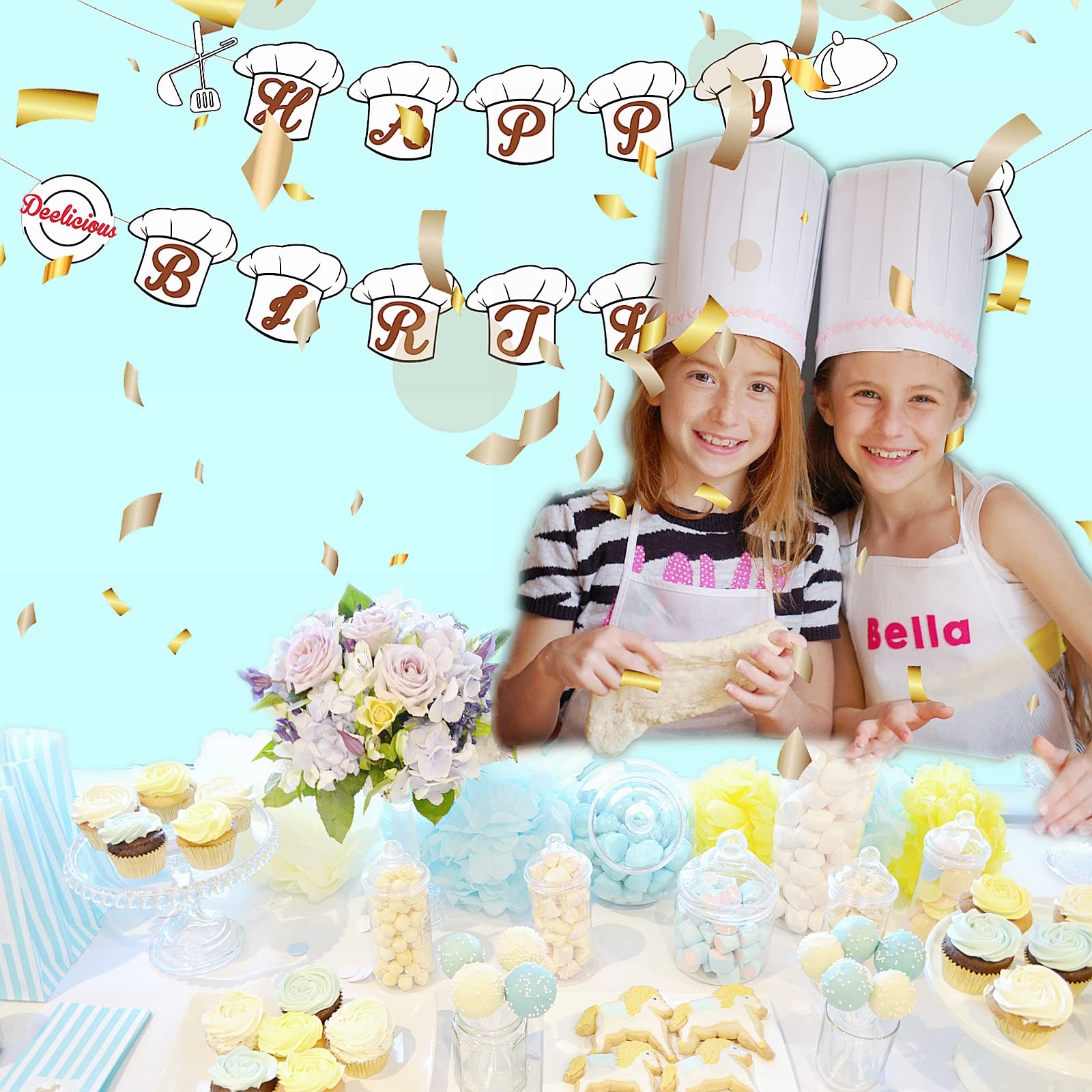 Little Chef Birthday Banner Set - Kids & Adults Cooking Theme Party Decorations for Baker, Chef Cap & Baby Shower Celebrations | Perfect for Kitchen-Themed Birthday Parties and Culinary Events