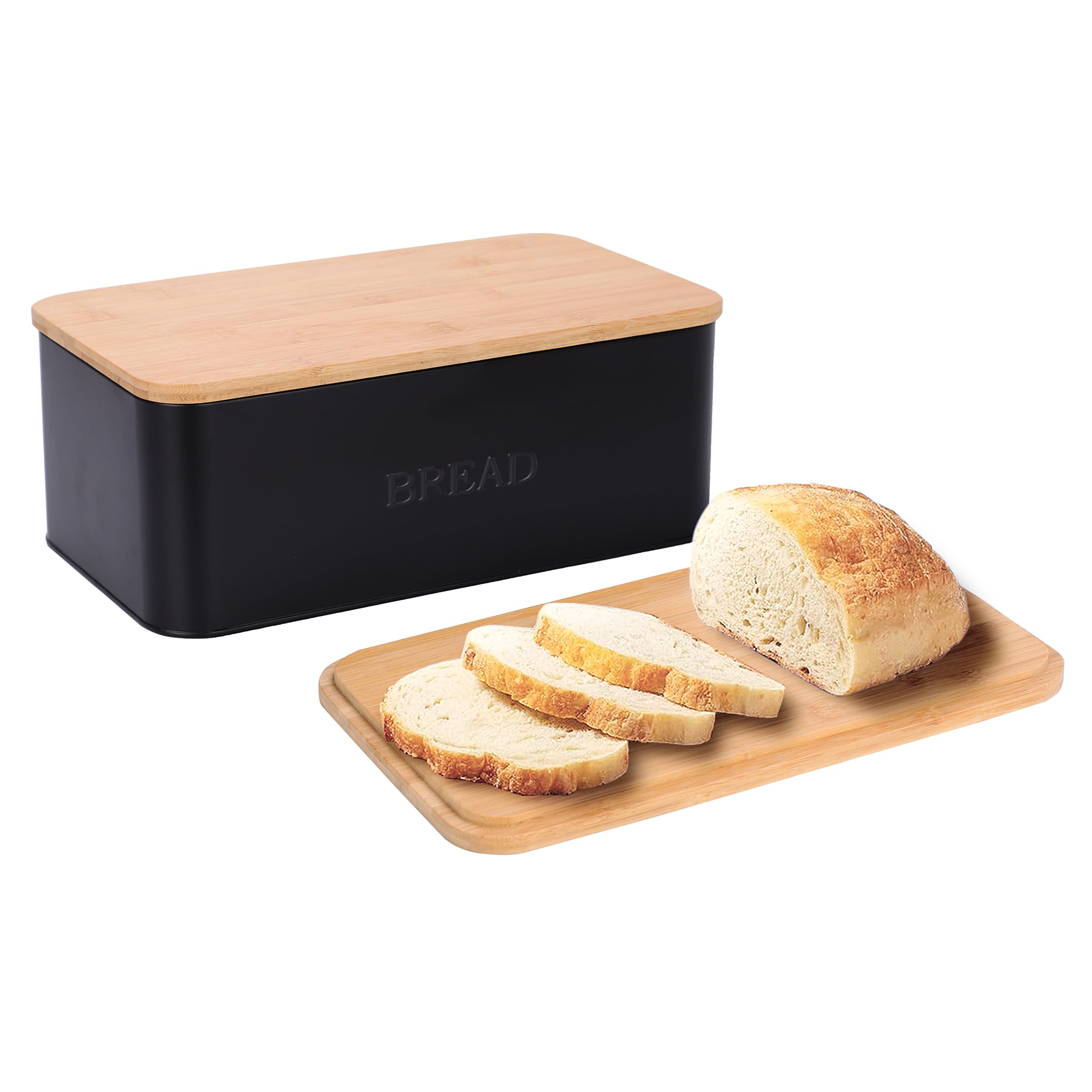 Vintage Black Bread Box for Kitchen - Rustic Wooden Bread Storage Bin with Lid - Perfect for Countertop, Pantry, and Dining Room Organization