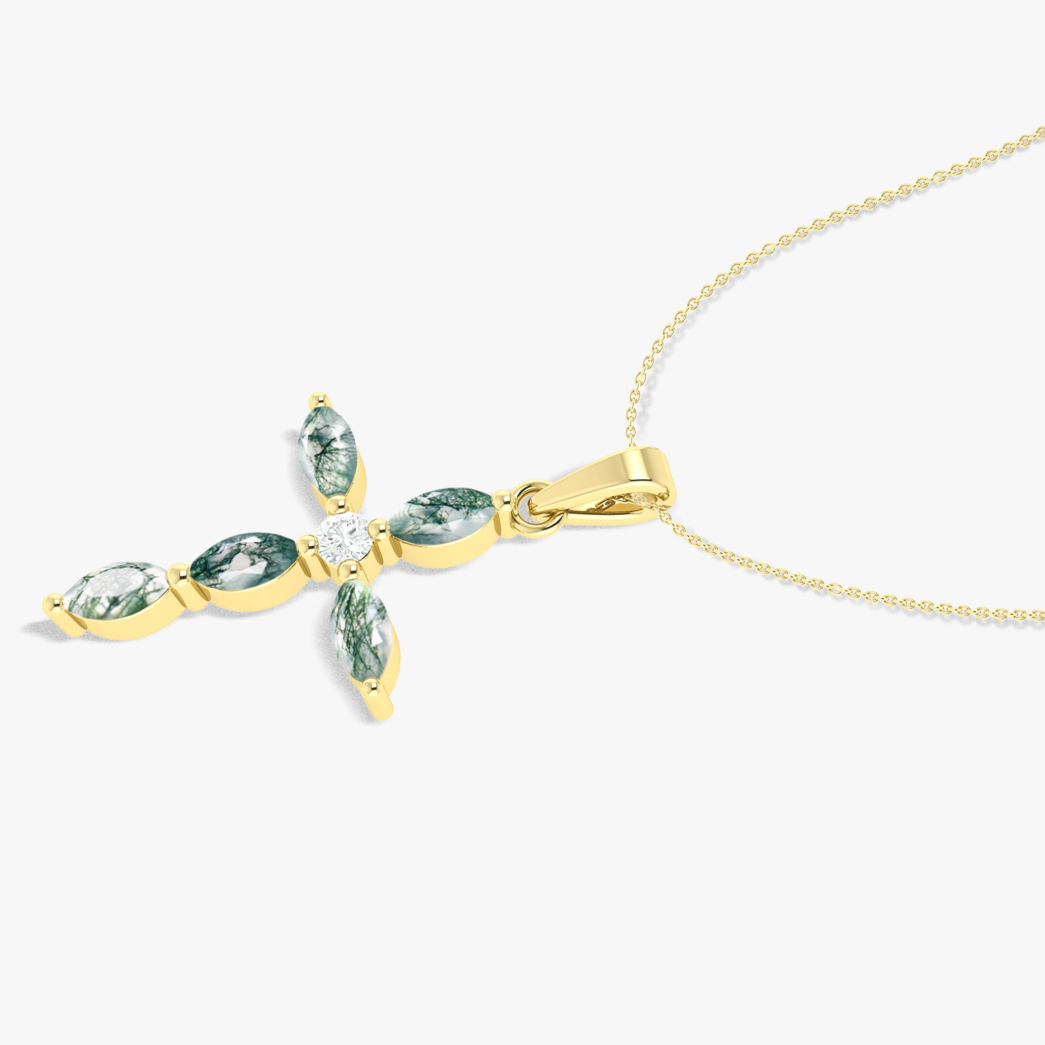 Natural Moss Agate Marquise Pendant Necklace - Healing Crystal Jewelry for Women, Elegant Dainty Necklace for Everyday Wear, Gift for Her, Spiritual Protection & Positive Energy