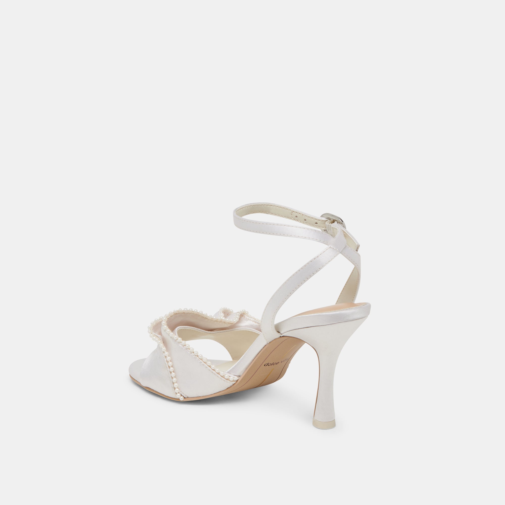 LUNETE Pearl Heels - Vanilla Satin Women's Dress Shoes for Weddings, Parties & Special Occasions