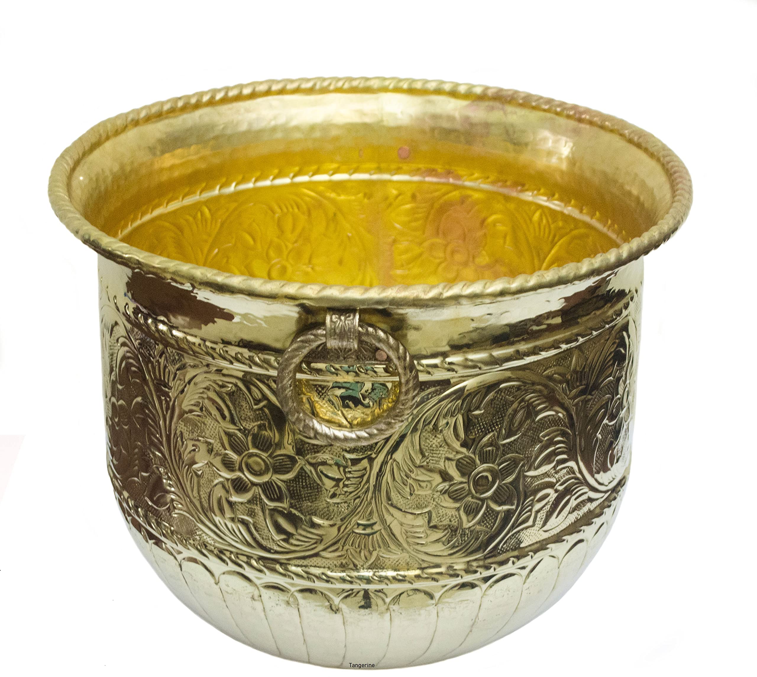 Handcrafted Brass Planter Pot with Lacquer Finish - 16 Inch Diameter x 13 Inch Height - Elegant Home & Office Decor for Plants, Flowers and Indoor Gardening