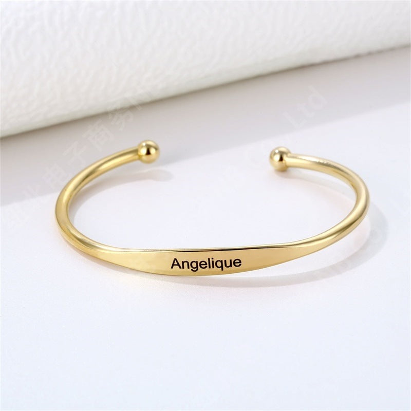 Personalized Birthstone Bangle Bracelet with Custom Name Engraving - Perfect for Birthdays, Anniversaries & Mother's Day Gifts | B003