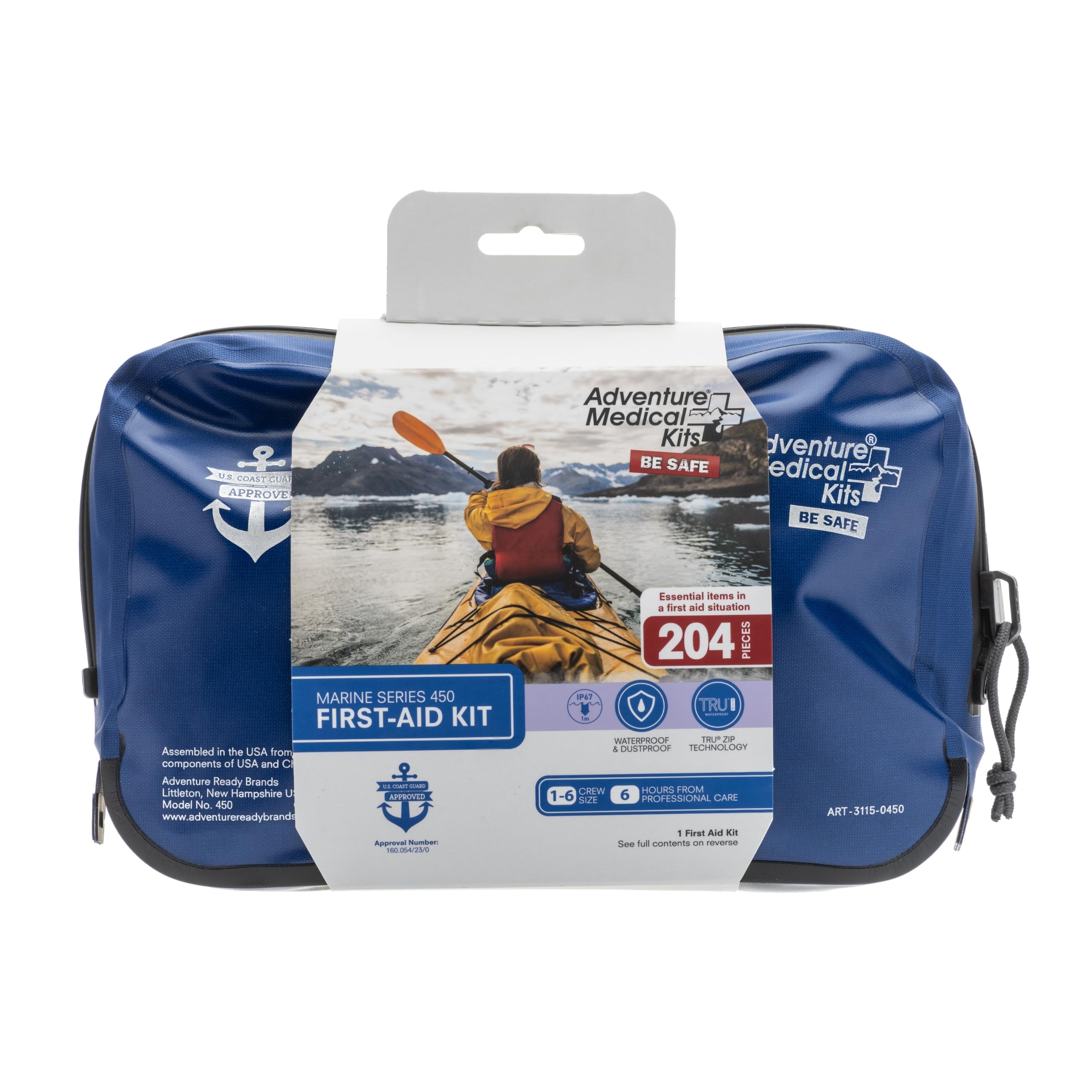 Adventure Medical Kits Marine Series First Aid Kit for Boats - 450 Pieces Emergency Medical Supplies for 6 People (6 Hours Care) | Includes Bandages, Medicines, Guide Book | Perfect for Sailing, Fishing & Water Sports Safety