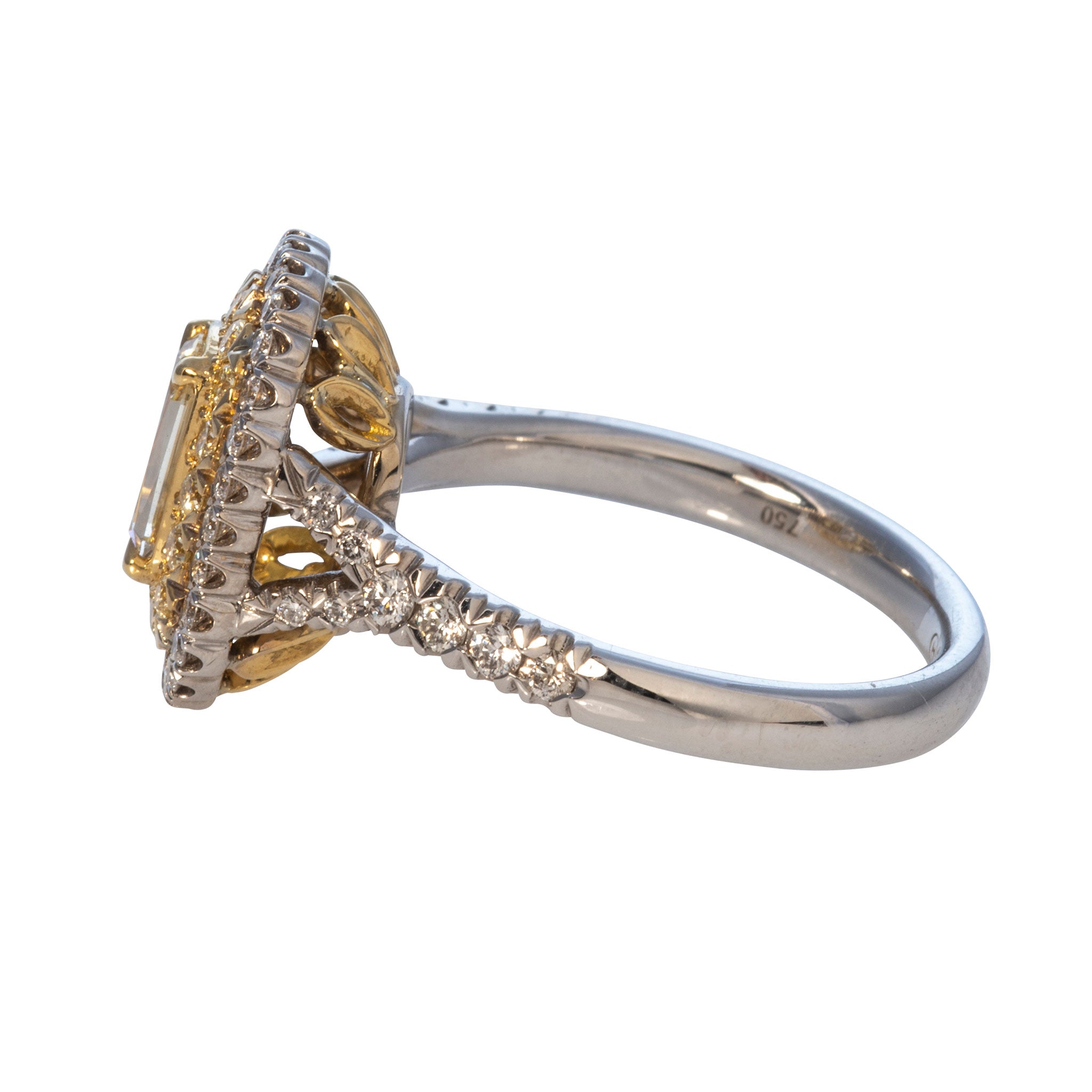 1.17ctw L’Amour Crisscut Yellow Diamond Halo Engagement Ring - 14K White Gold Wedding Band for Women, Perfect Proposal Gift & Anniversary Jewelry
