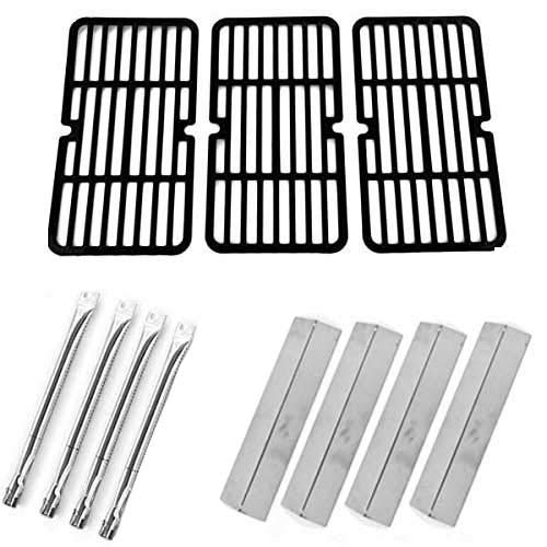 Stainless Steel BBQ Gas Grill Repair Kit for Grill King 810-9325-0 & Brinkmann 810-1420-0 - 4 Burners, 4 Heat Plates & Porcelain Steel Grates - Perfect for Outdoor Cooking, Backyard BBQs & Grill Maintenance
