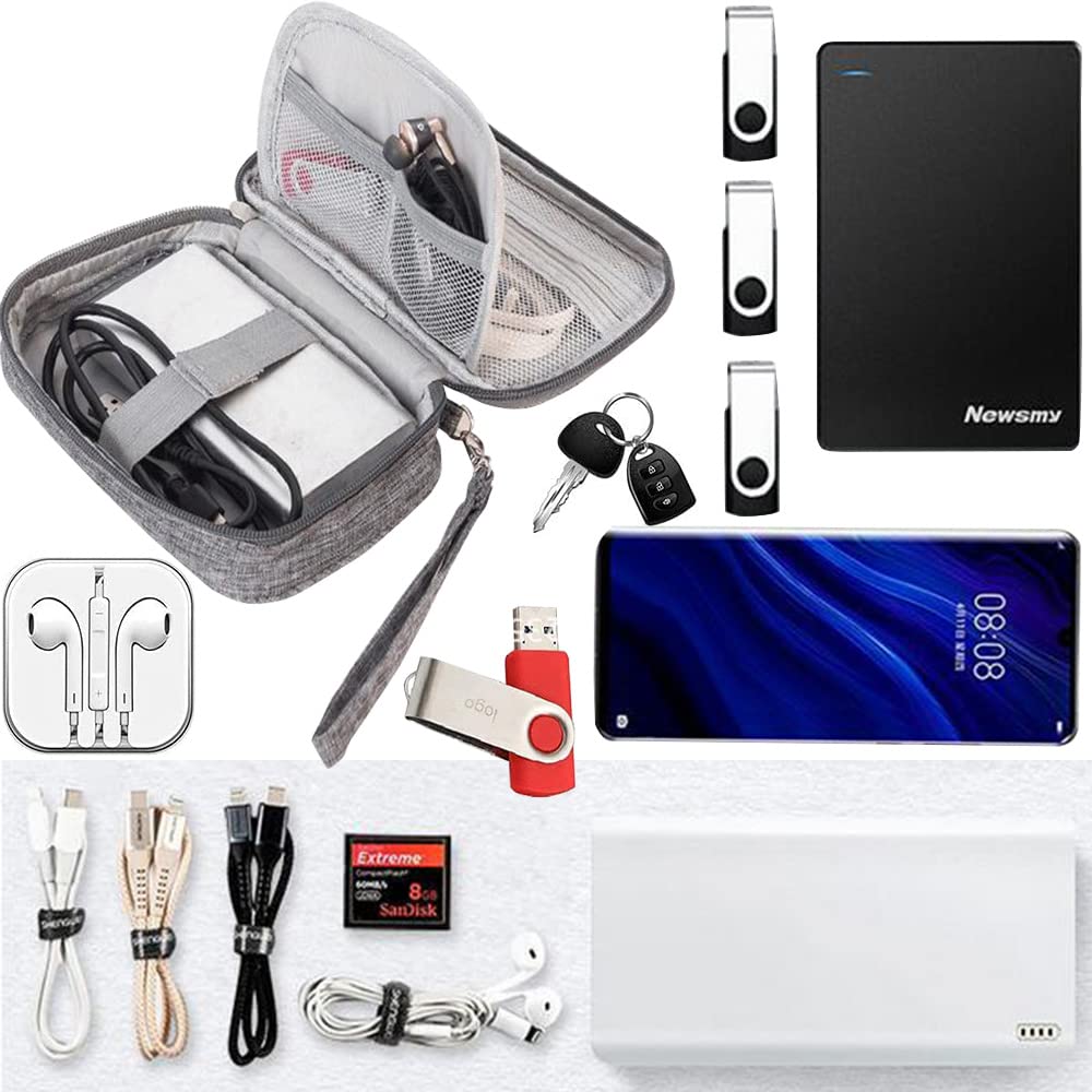 Compact Electronic Cable Organizer Bag - Portable Travel Cord Storage for Charger, Phone, USB, SD Card & Earphones - Perfect for Business Trips & Daily Commute - Black