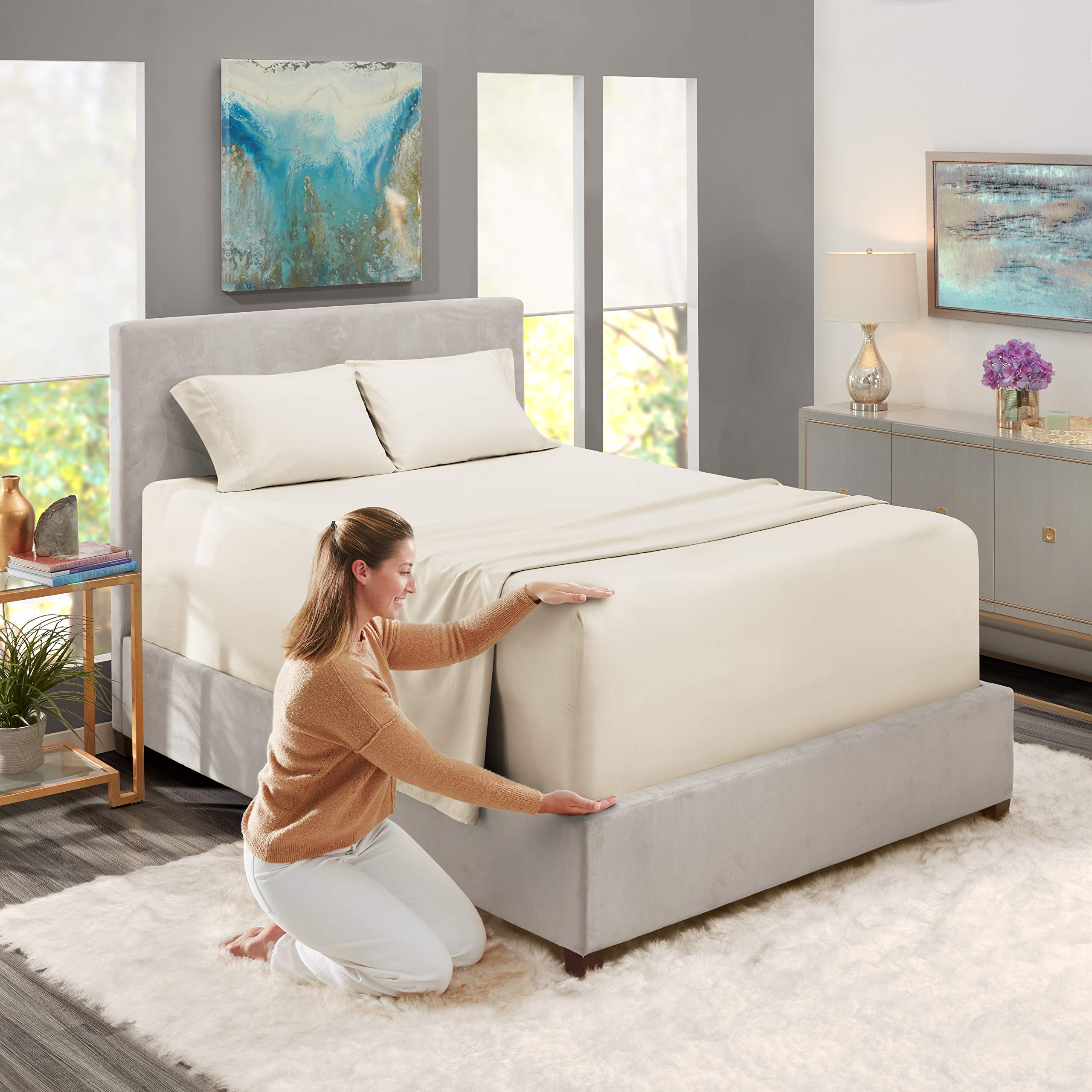 Luxury 100% Cotton 800 Thread Count King Size Sheet Set - 4 Piece Hotel Quality Bedding with 15