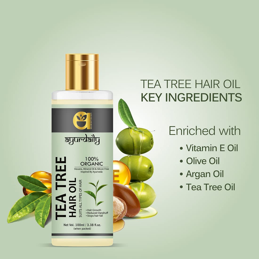 Organic Tea Tree Oil for Hair & Skin Care - 100% Pure Natural Essential Oil for Acne, Dandruff, Scalp Treatment - 100ml (Pack of 2) - Perfect for Aromatherapy, DIY Beauty Products & Home Remedies